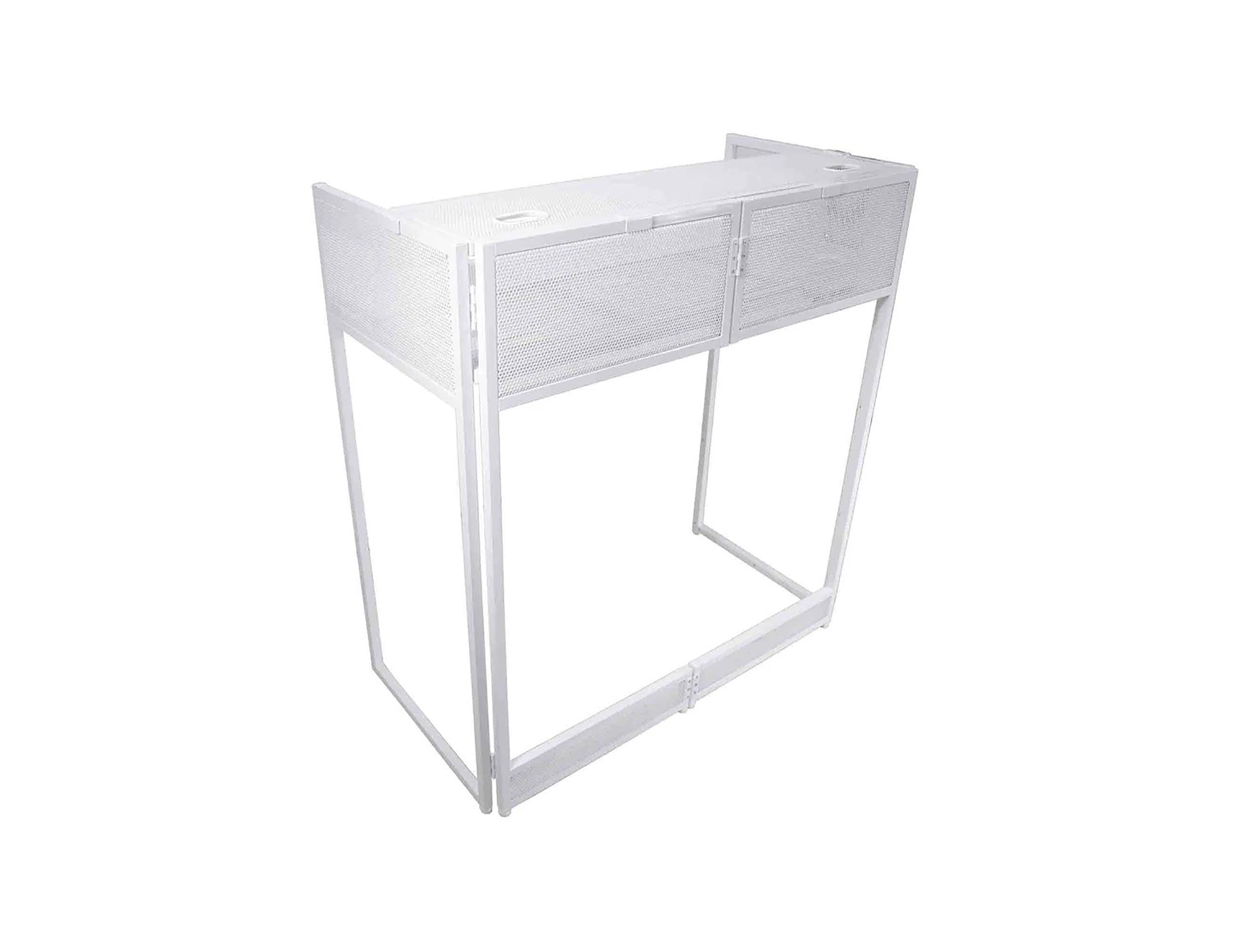 ProX XF-VISTA WH MK2 DJ Booth Facade Table Station Frame with Scrim kit and Padded Travel Bag - White/ Black by ProX Cases