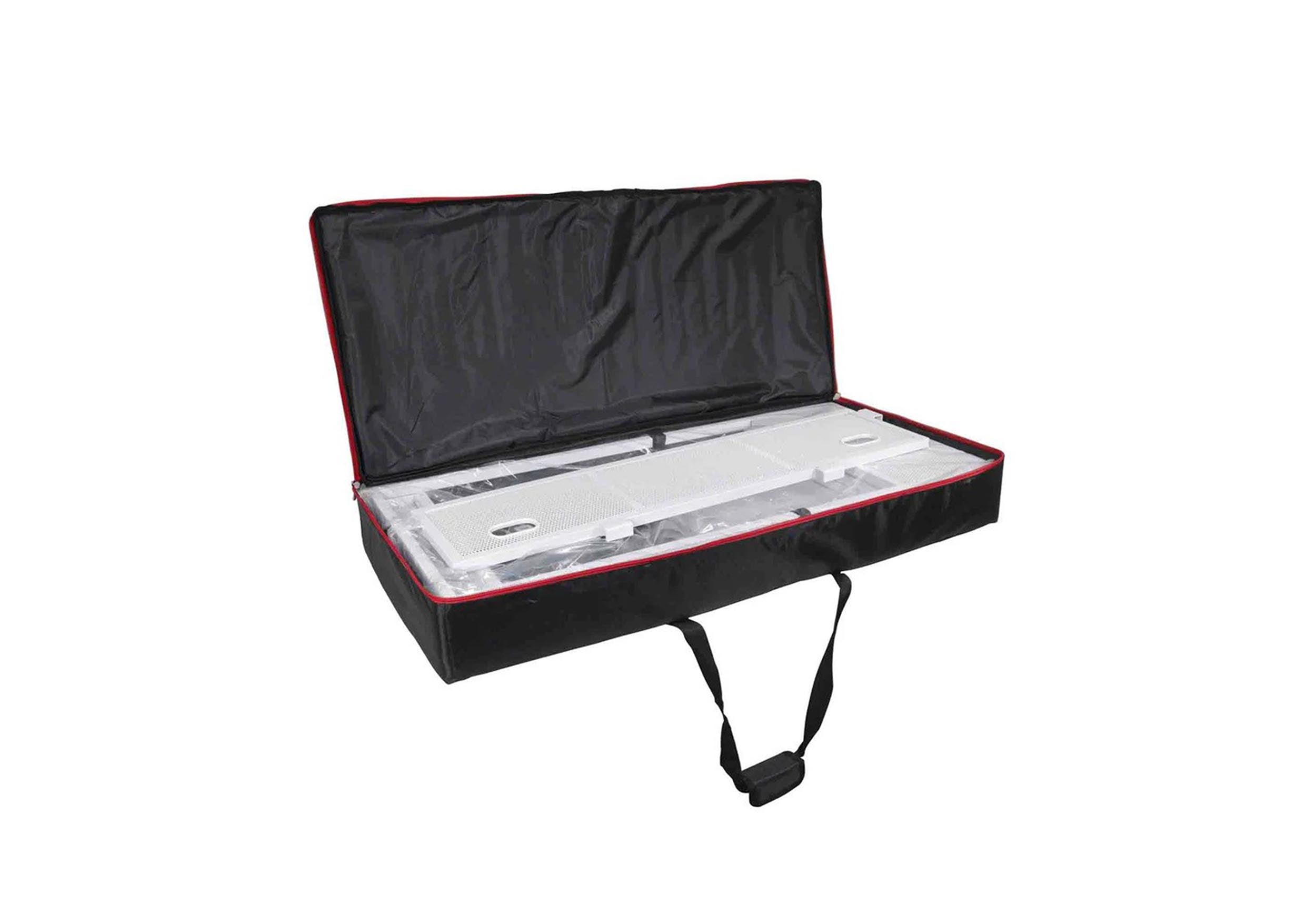 ProX XF-VISTA WH MK2 DJ Booth Facade Table Station Frame with Scrim kit and Padded Travel Bag - White/ Black by ProX Cases