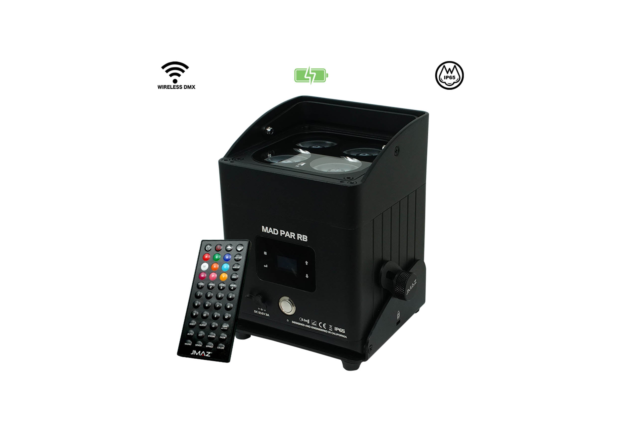 JMAZ MAD PAR RB, 80W RGBWAC LED MAD Uplight Stage Light with Removable Battery by JMAZ