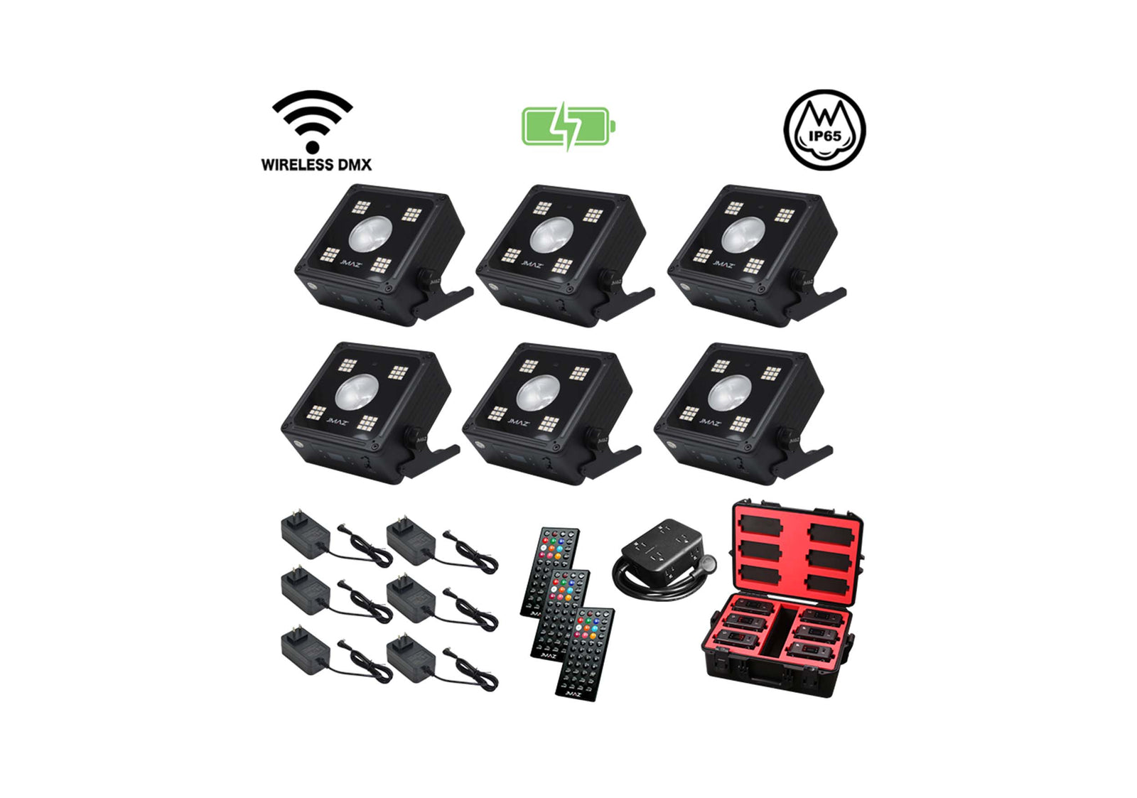 JMAZ MAD PAR RUBIX 6PK, 20-Watt RGBA 18 Watt RGB+WW SMD LED Outdoor Uplight Kit - 6 Pack by JMAZ