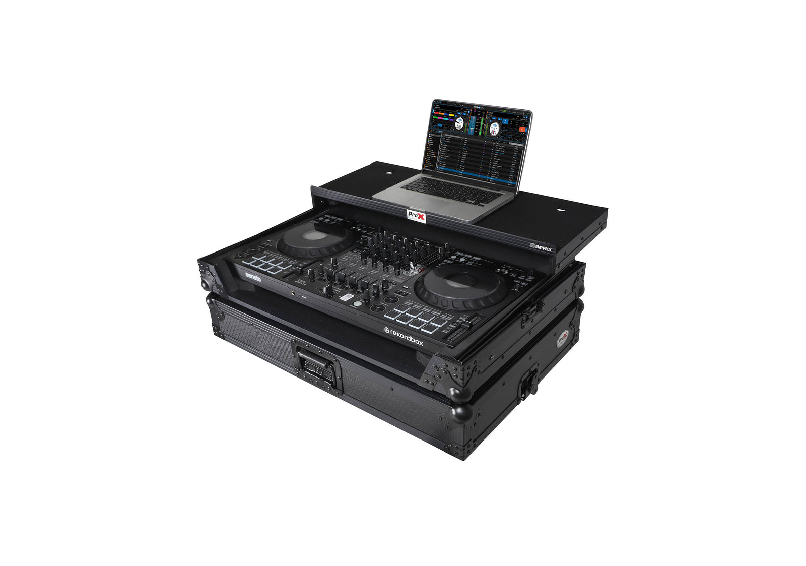 ProX XS-FLX10LTBL Pioneer DDJ-FLX10 or DDJ-GRV6 ATA Sim Flight Style Road Case with Sliding Laptop Shelf - Black by ProX Cases