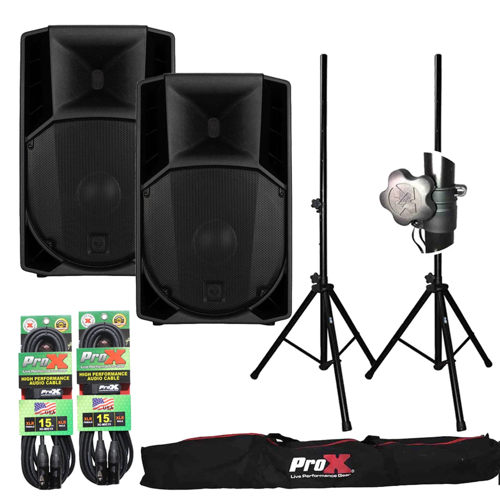 RCF ART-745A-MK5 Speaker Package Including Tripod Stands with Bag and Microphone Cable by RCF