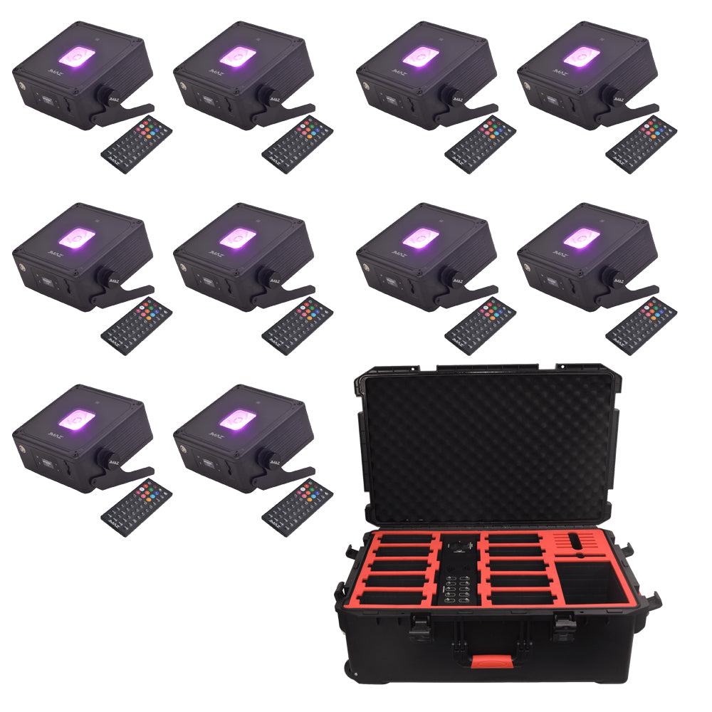 JMAZ 10-Pack Mad Par Bulls IP Uplight Lighting Package with Charging Case by JMAZ