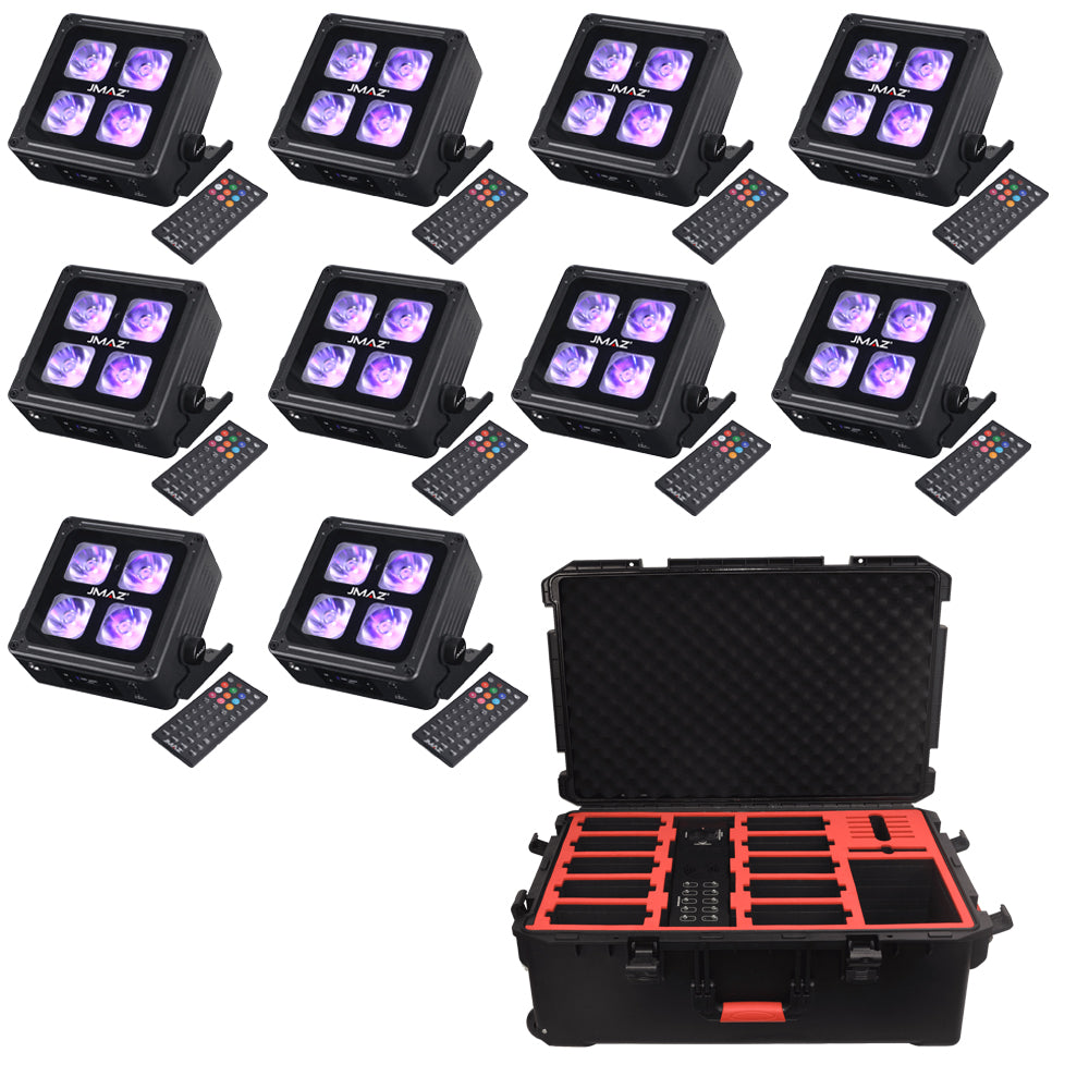 JMAZ 10-Pack MAD PAR 4IP Uplight Lighting Package with Charging Case by JMAZ