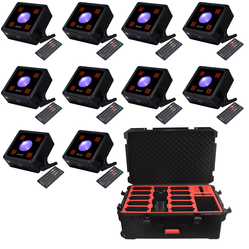 JMAZ 10-Pack MAD PAR RUBIX Uplight Lighting Package with Charging Case by JMAZ