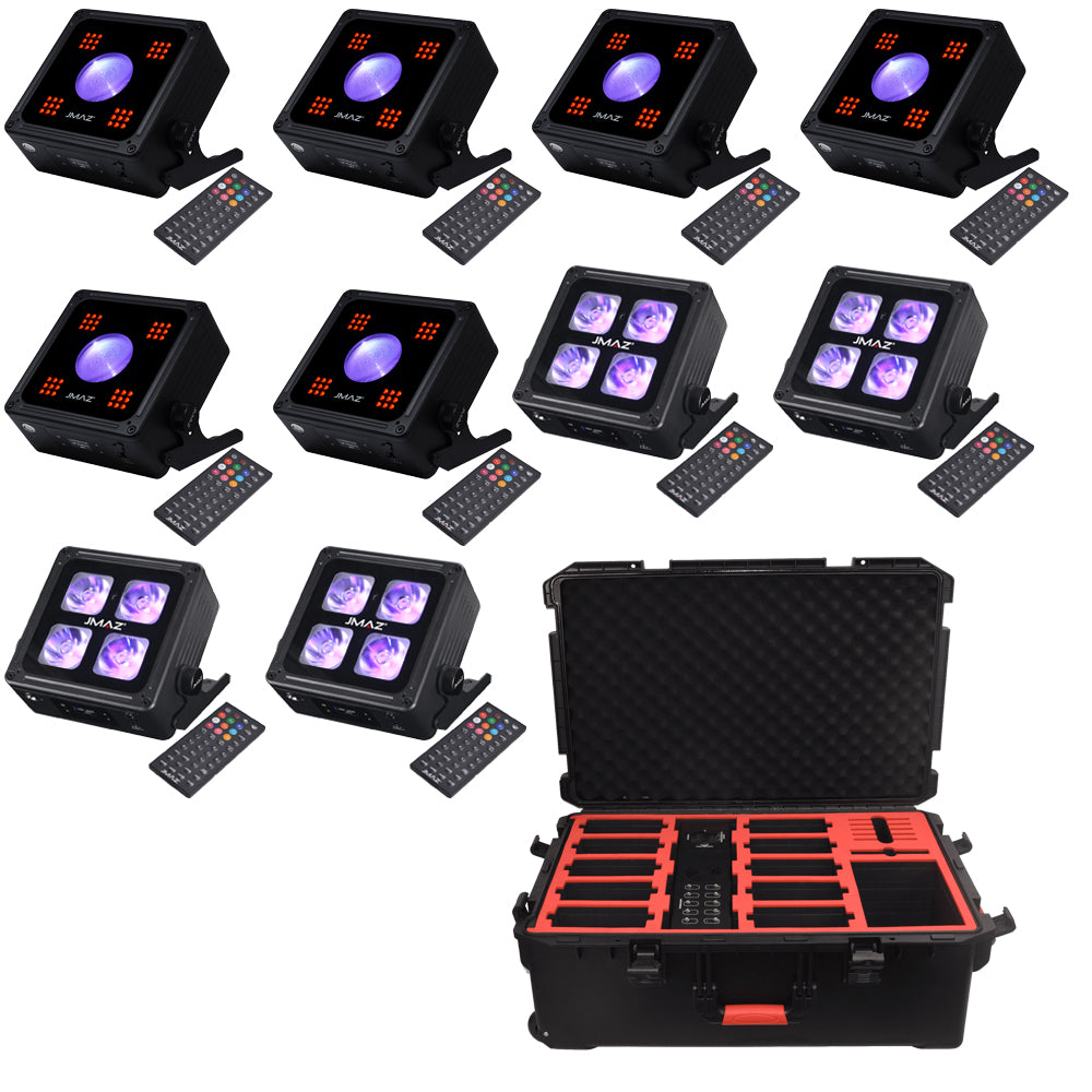 JMAZ Lighting Package Includes 6 MAD PAR RUBIX, 4 MAD PAR 4IP and Charging Case by JMAZ