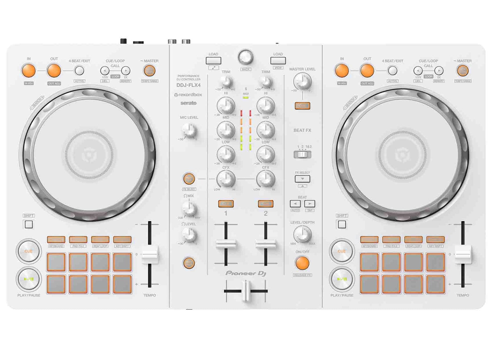 Pioneer DJ DDJ-FLX4-W, 2-Channel DJ Controller for Serato and Rekordbox - White