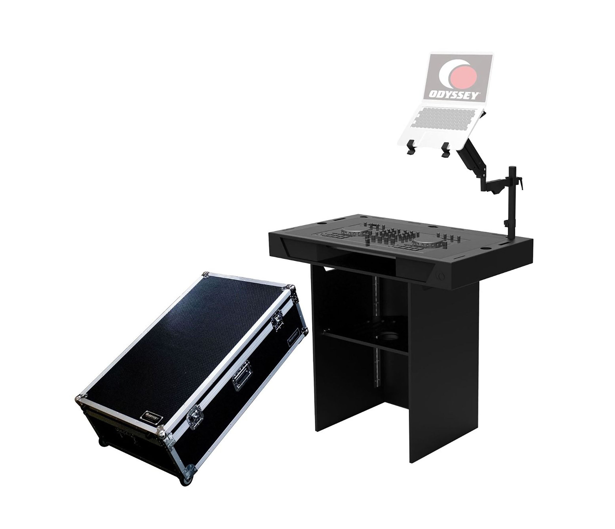 Odyssey DJMOBILE-BH, Black DJ Mobile Podium Package with Faceplate and Foam for Denon DJ SC LIVE 2 DJ System - 40 inch