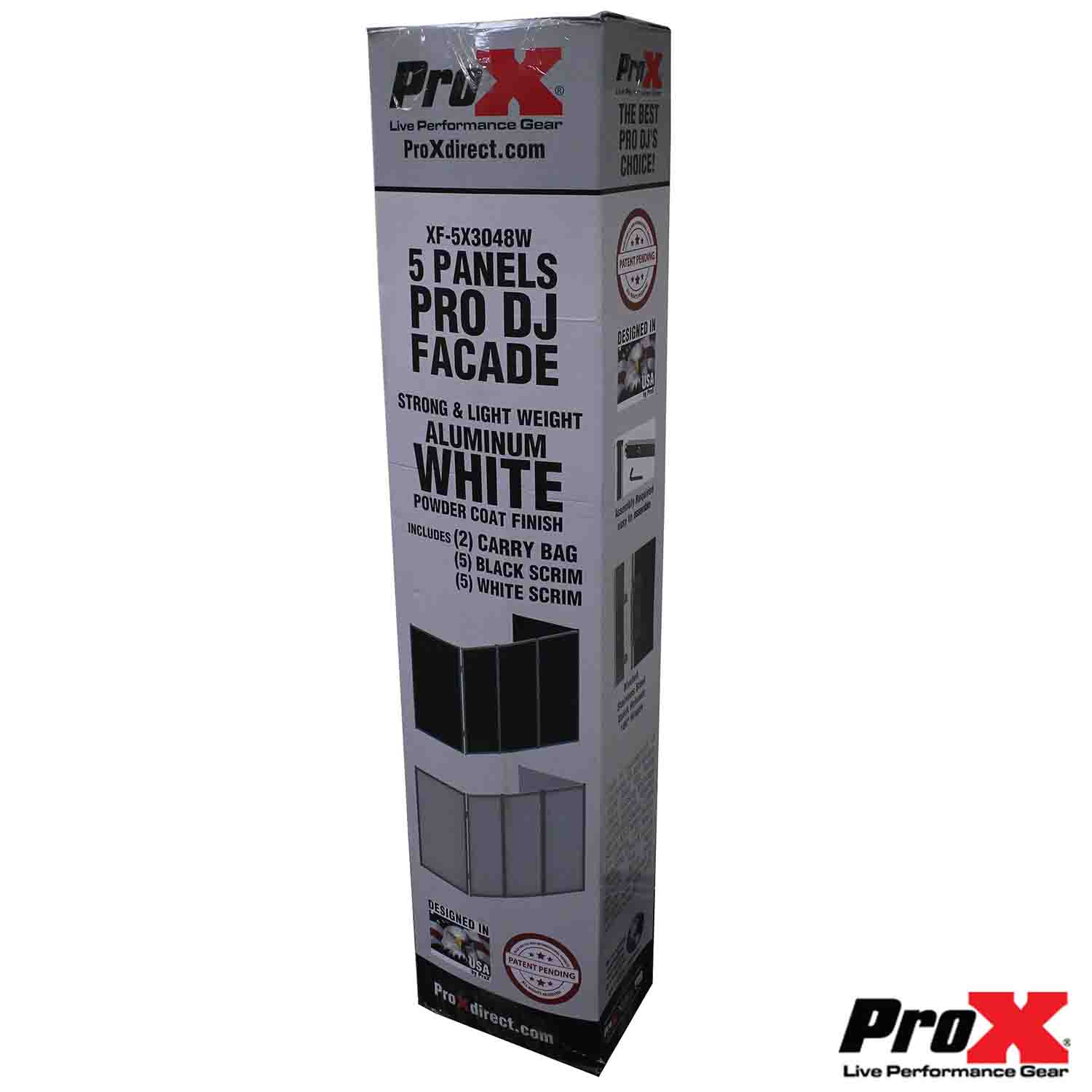 B-Stock: ProX XF-5X3048S 5 Panel Frame DJ Facade with Stainless Quick Release 180 Degree Hinges - Silver