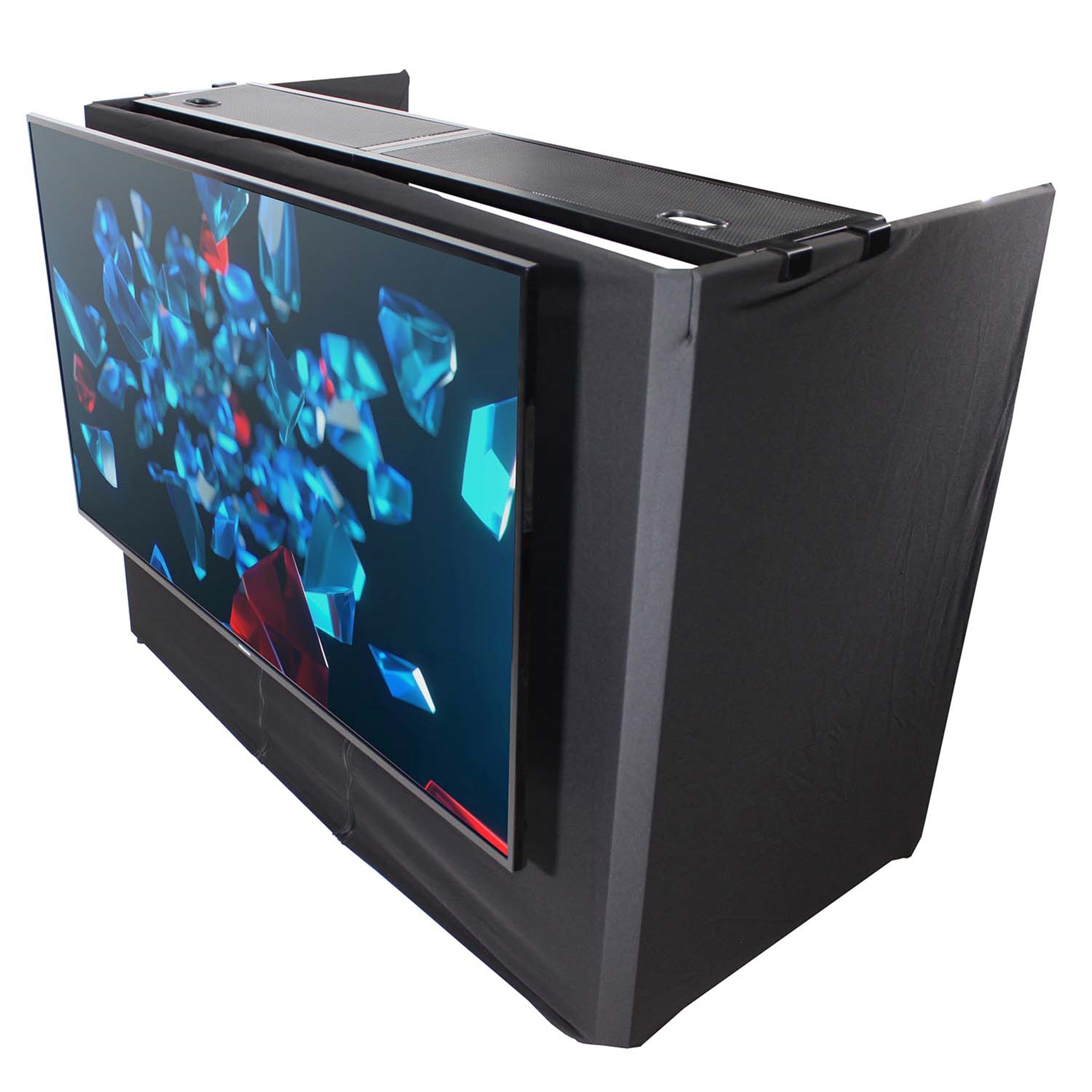 ProX XF-MESAMEDIA MK2, DJ Facade Table Workstation Includes TV Bracket Mount White and Black Scrims and Carry Bag by ProX Cases