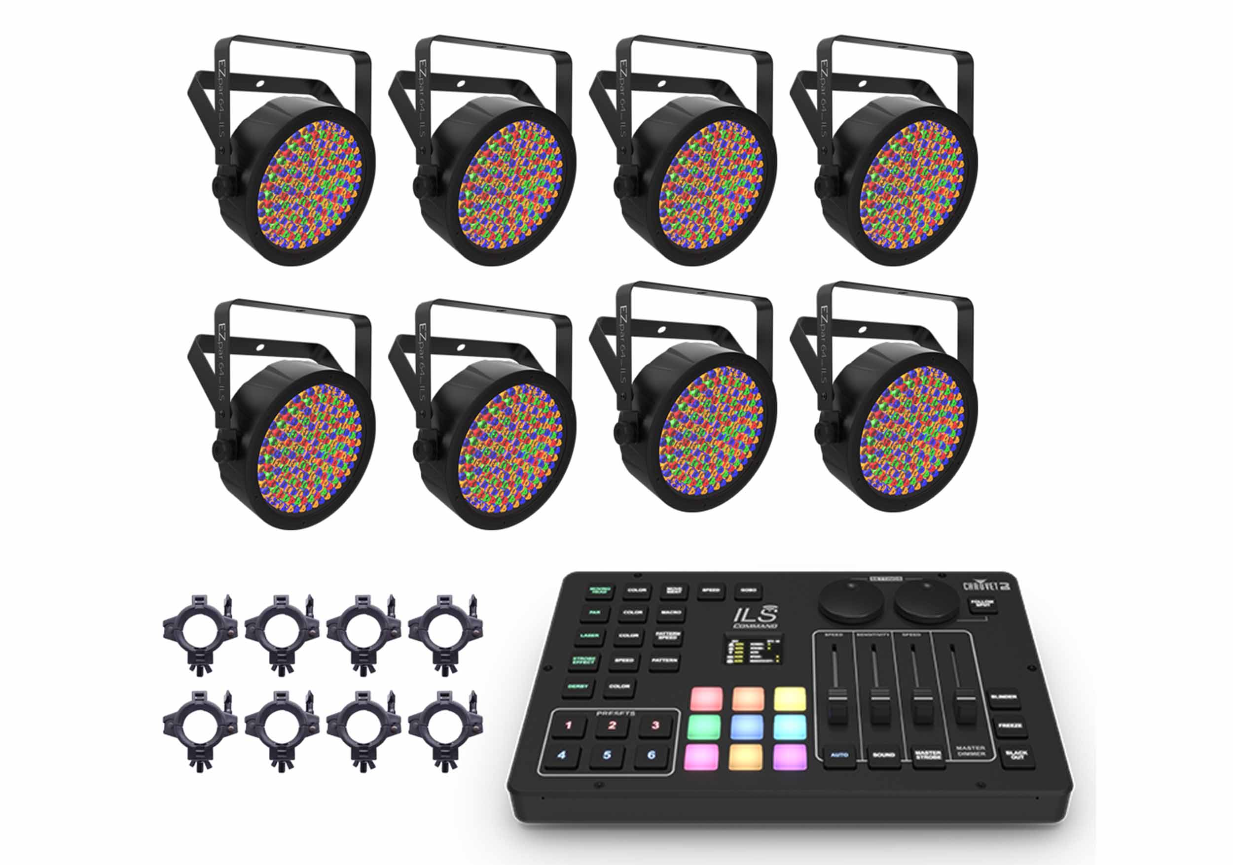 Chauvet DJ EZPAR 64 RGBA ILS Package with ILS Command Controller and Clamps by Chauvet DJ