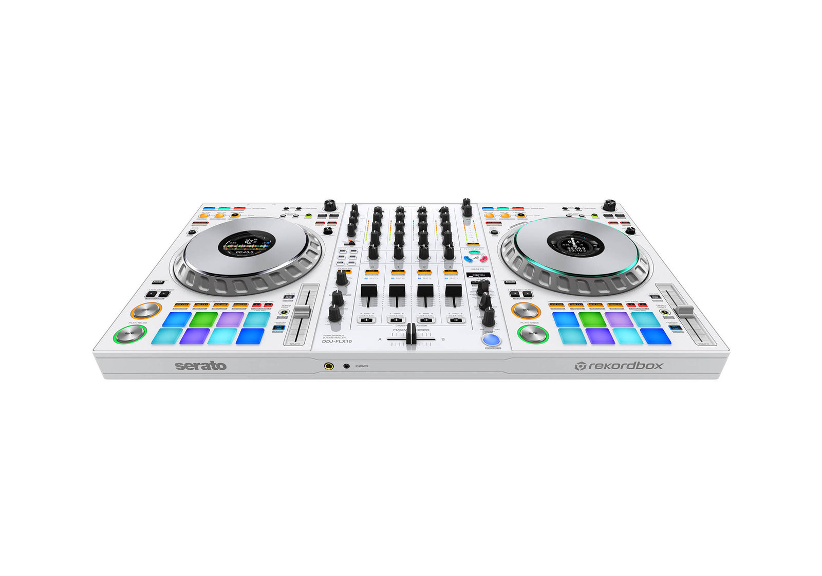 Pioneer DJ DDJ-FLX10-W Limited Edition 4-Channel DJ Controller for Rekordbox & Serato in White by Pioneer DJ