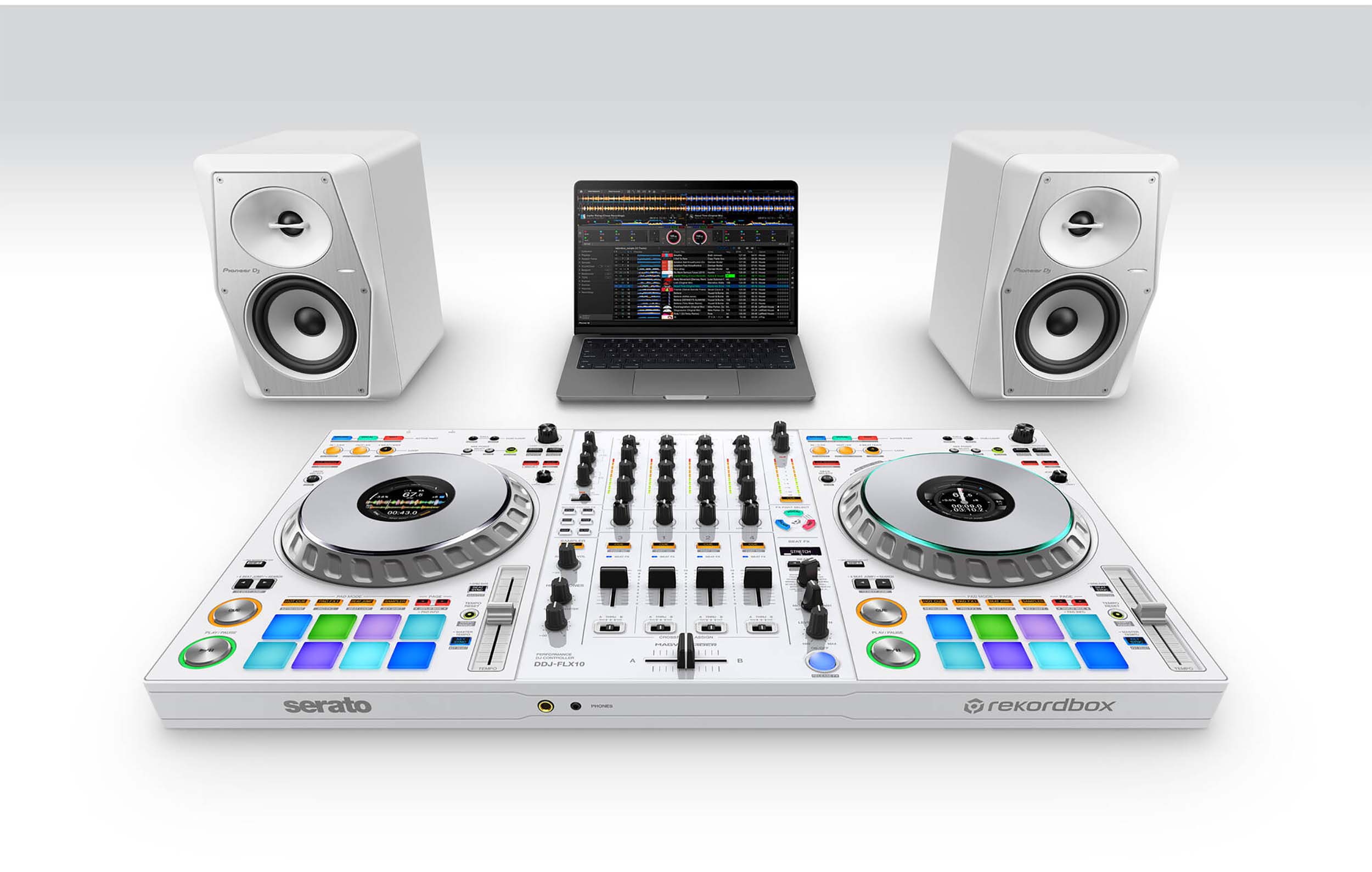 Pioneer DJ DDJ-FLX10-W Limited Edition 4-Channel DJ Controller for Rekordbox & Serato in White by Pioneer DJ