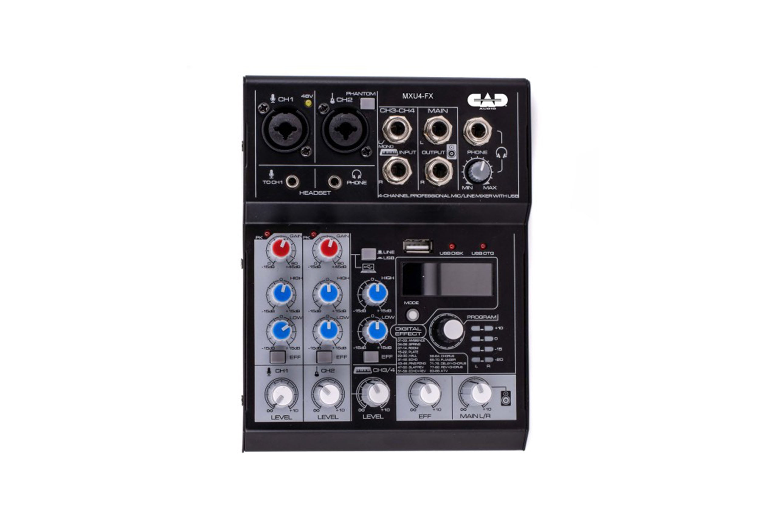 CAD Audio MXU4-FX 4 Channel Mixer with USB Interface and Digital Effects by CAD Audio