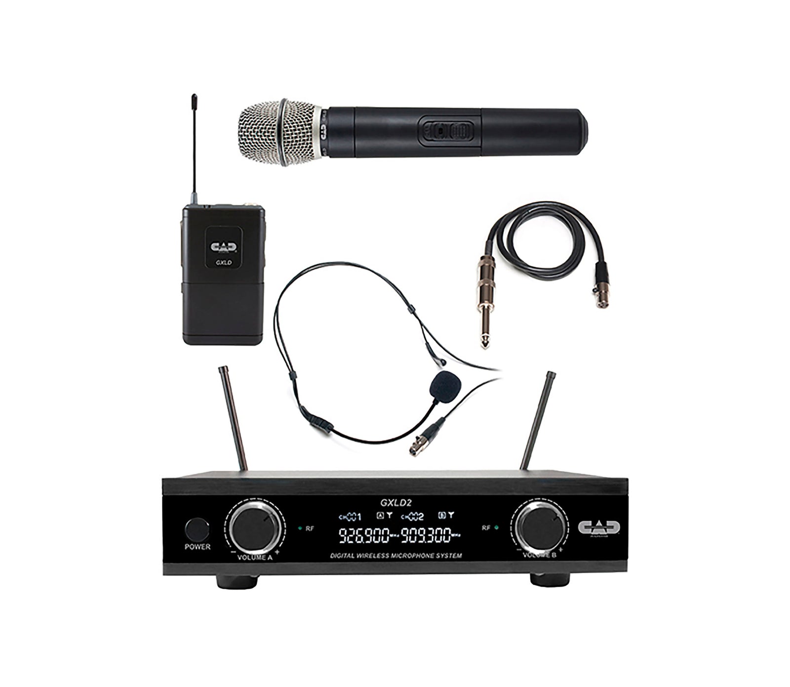 CAD Audio GXLD2-HBAH Digital Dual Channel Wireless Handheld and Bodypack Microphone System - AH Frequency Band by CAD Audio