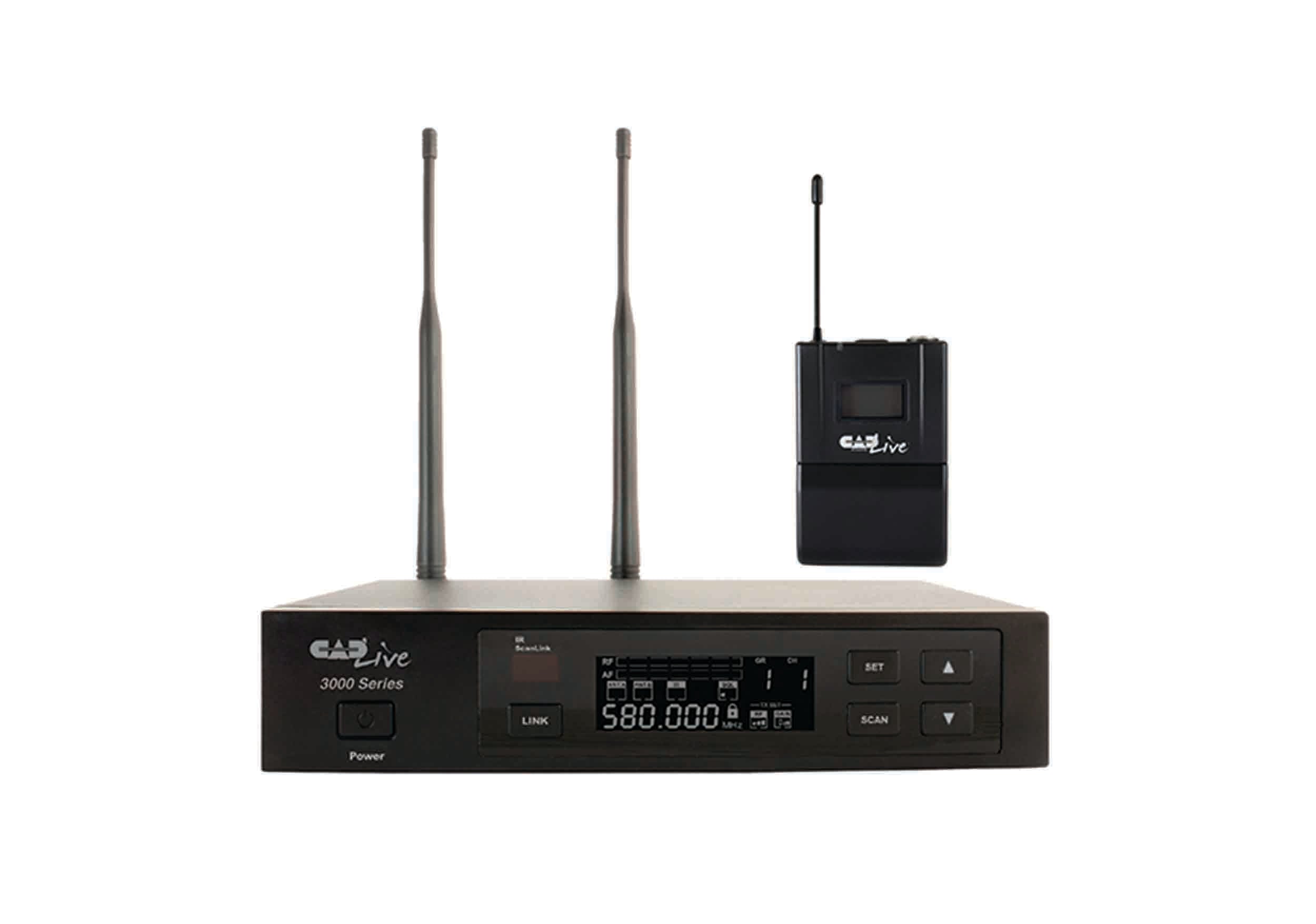 CAD Audio WX3010N UHF Wireless Body Pack Microphone System with E19 Earworn, E29 Lavalier, and WXGTR by CAD Audio