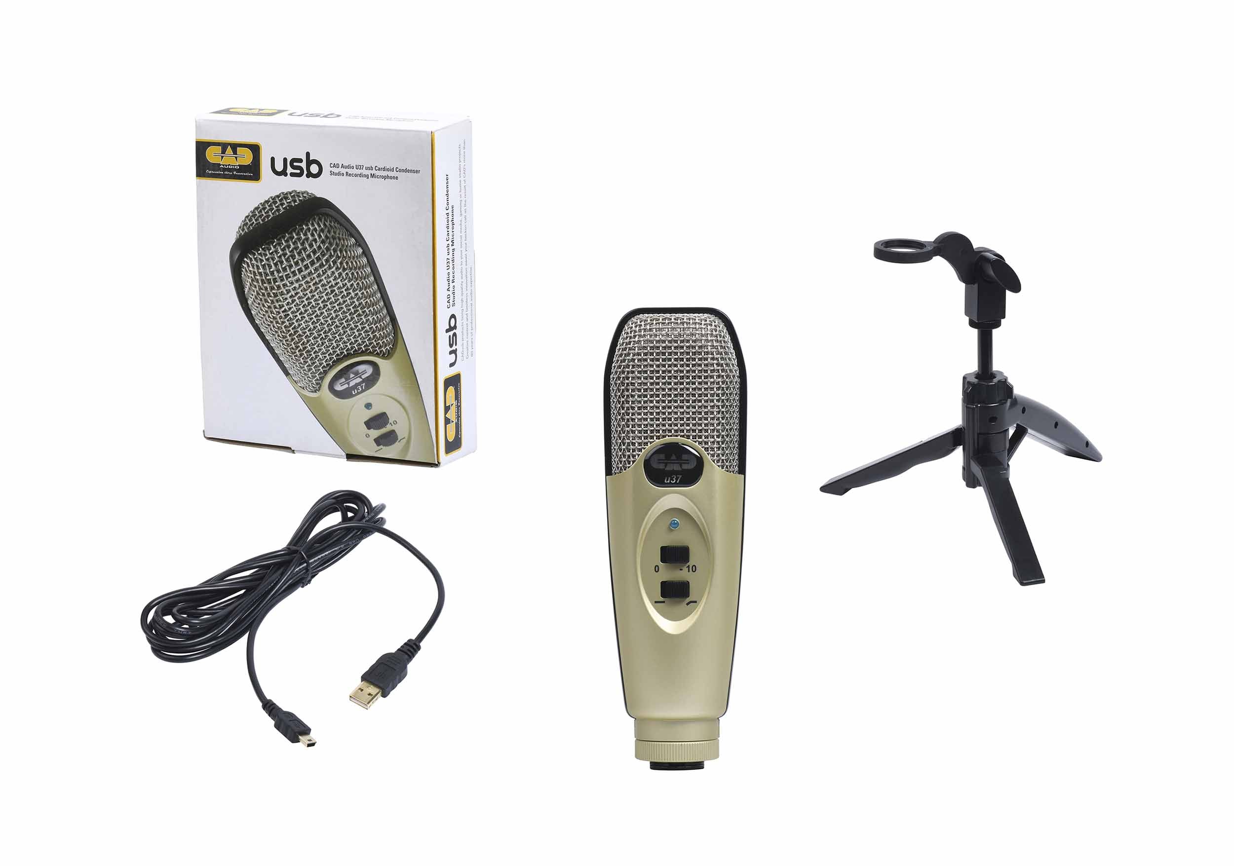 CAD Audio U37 USB Studio Condenser Microphone with Tripod Stand and USB Cable by CAD Audio
