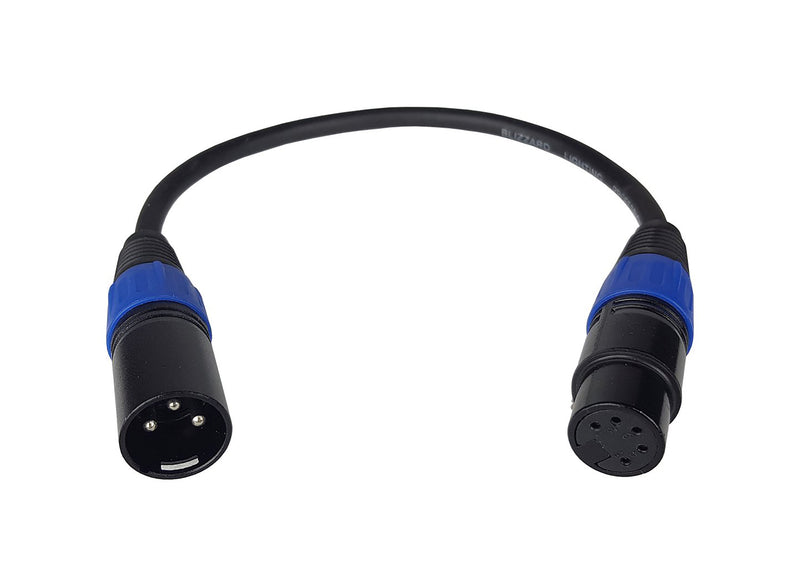 Blizzard DMX 3-Pin Male to 5-Pin Female DMX Cable - 1 Ft by BLIZZARD LIGHTING