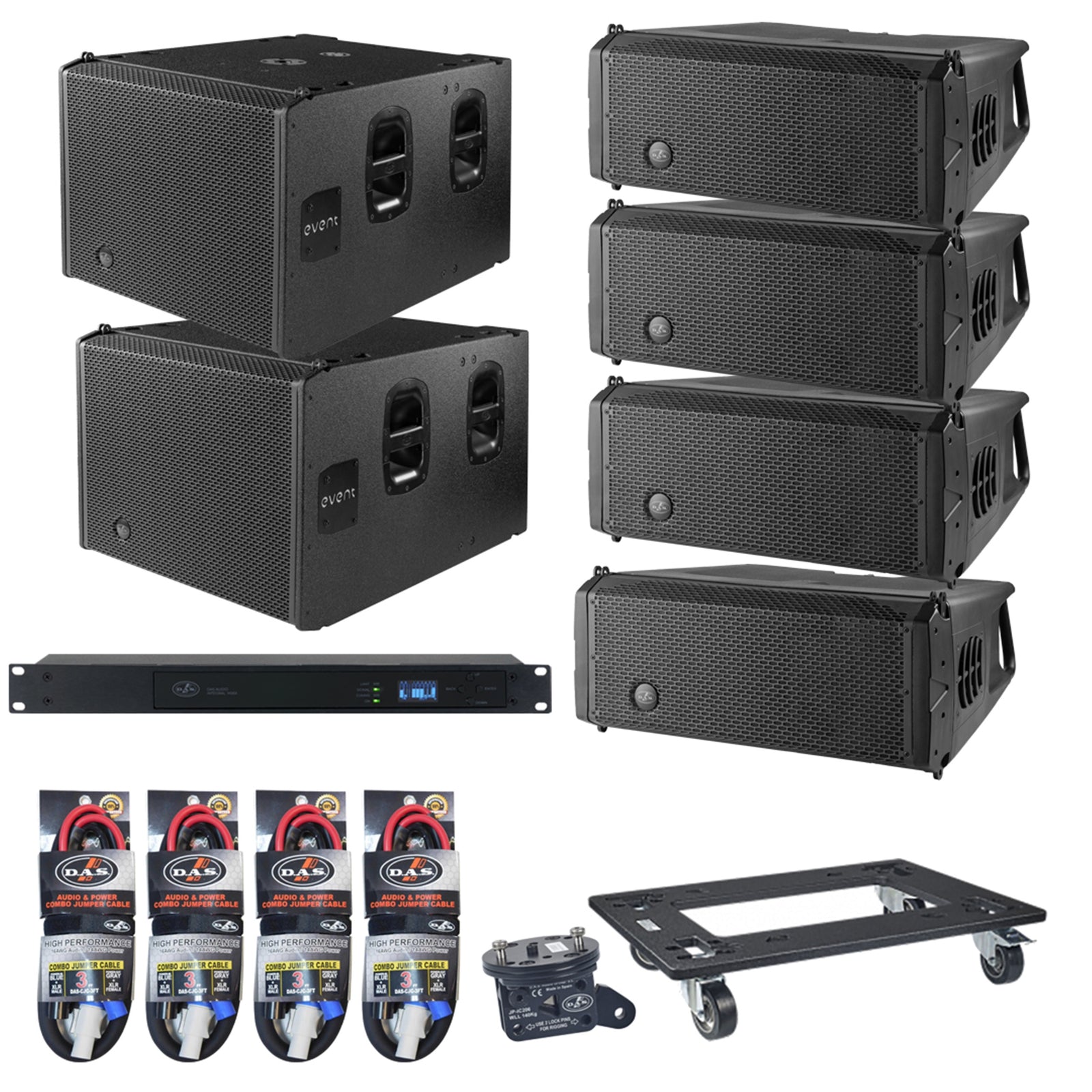 DAS Event 28A Powered Line Array Speakers with Event 118A Subwoofers Package by DAS Audio