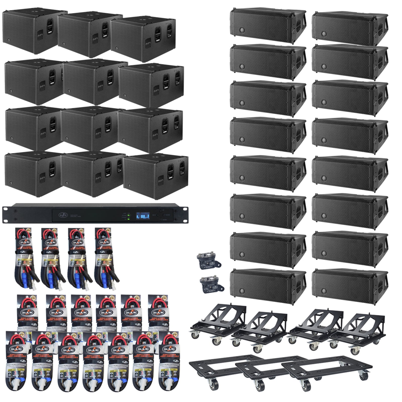 DAS Event 28A Powered Line Array Speakers with Event 118A Subwoofers Large Package by DAS Audio