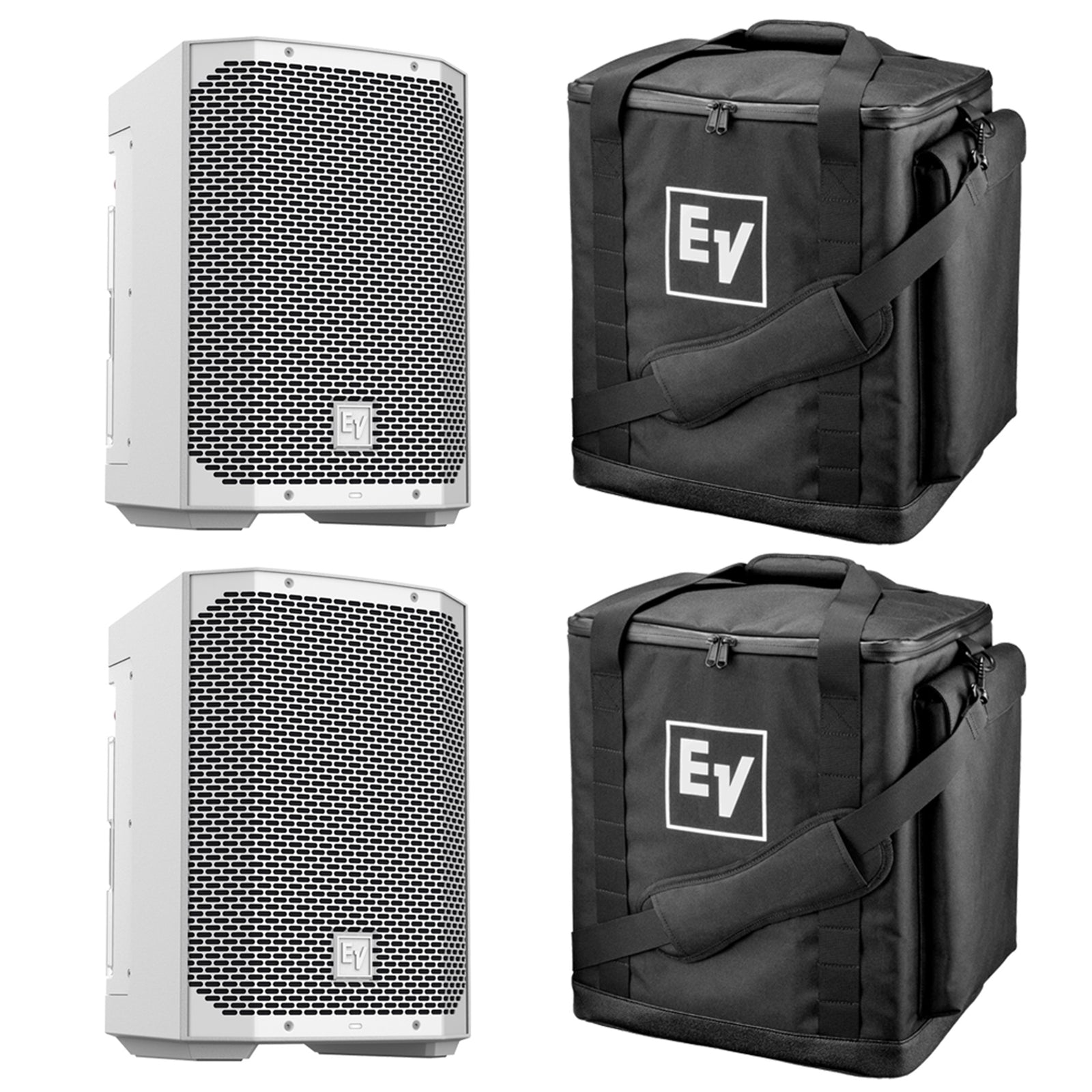 Electro-Voice EVERSE 8 White Battery Powered Speaker Package with Tote Bags - Pair by Electro-Voice