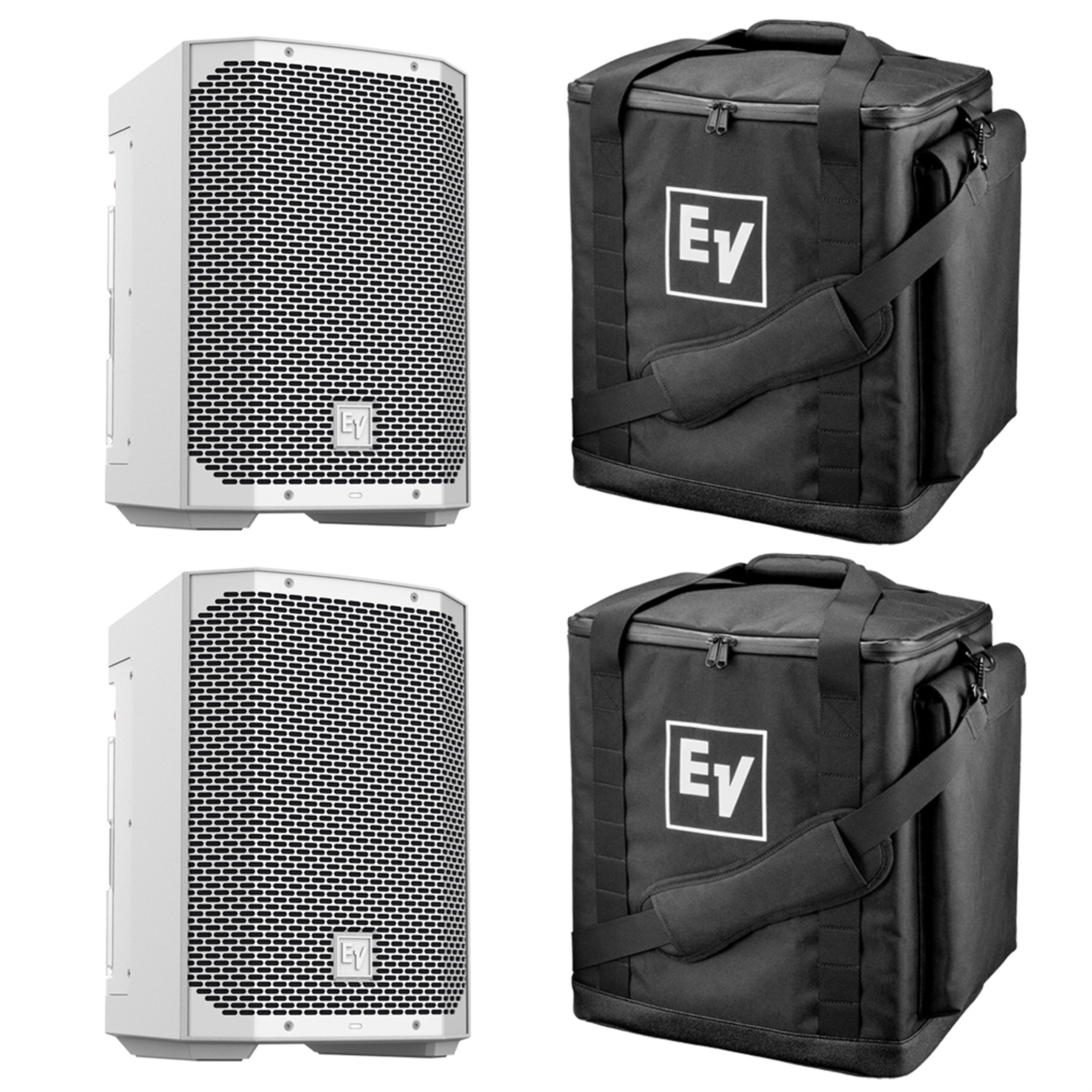 Electro-Voice EVERSE 8 White Battery Powered Speaker Package with Tote Bags - Pair by Electro-Voice