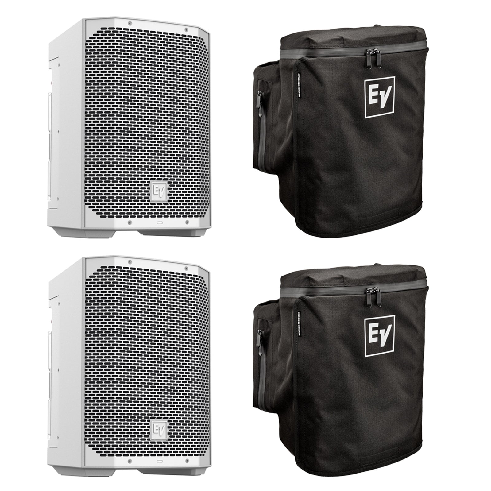 Electro-Voice EVERSE 8 White Powered Speaker Package with Rain Resistant Covers - Pair by Electro-Voice