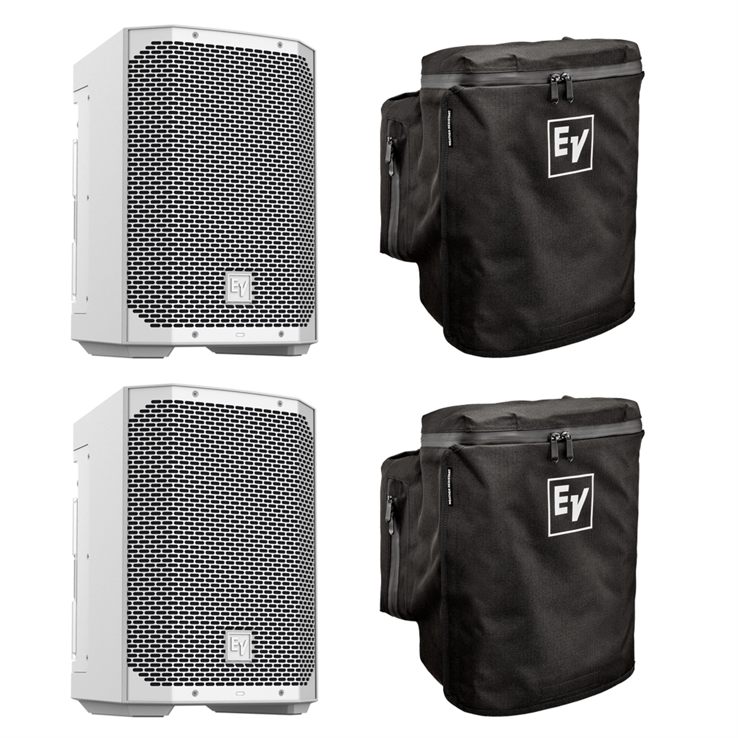 Electro-Voice EVERSE 8 White Powered Speaker Package with Rain Resistant Covers - Pair by Electro-Voice