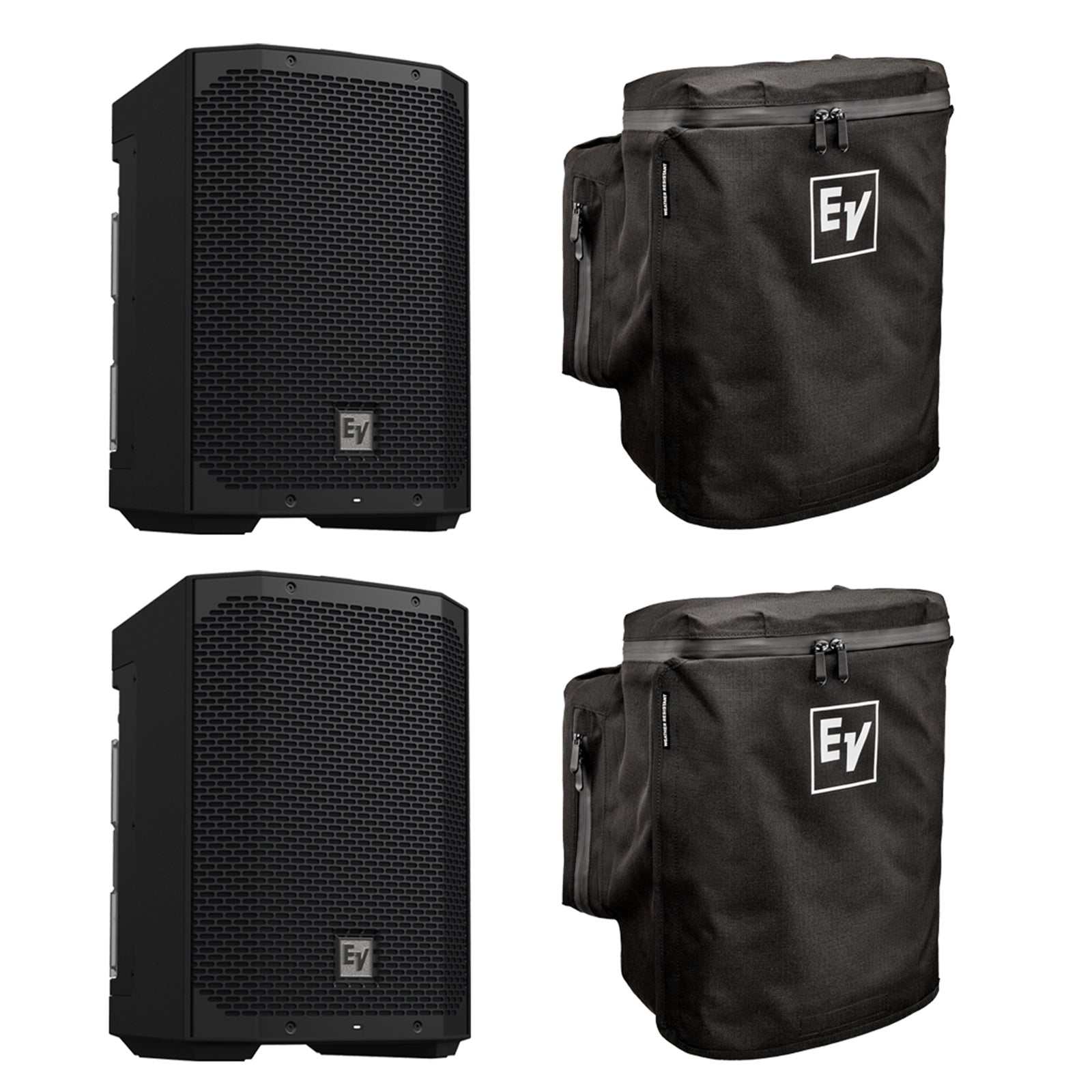Electro-Voice EVERSE 8 Black Powered Speaker Package with Rain Resistant Covers - Pair by Electro-Voice
