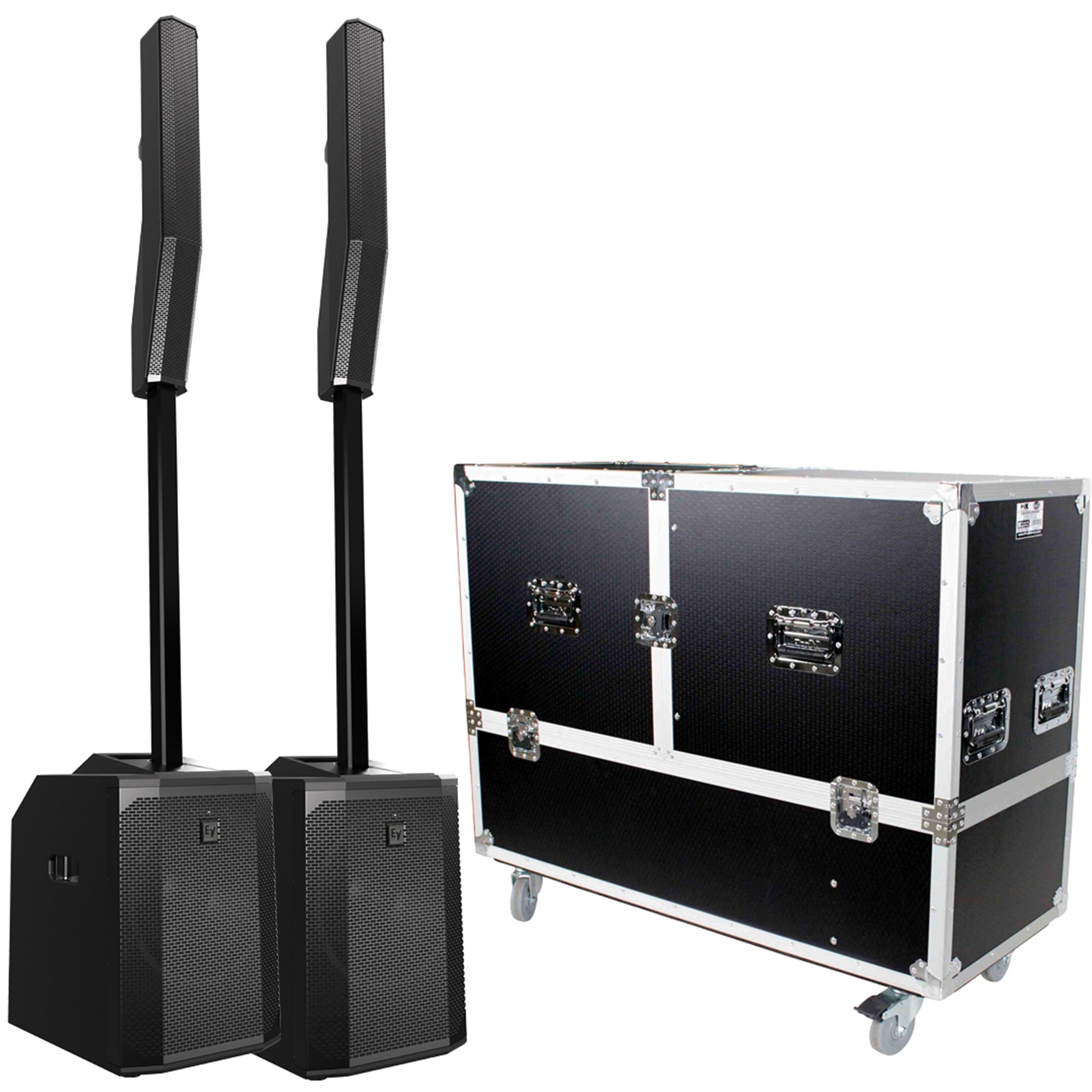 Electro-Voice EVOLVE 50 Column PA Speaker System Pair with Transport Road Case by Electro-Voice