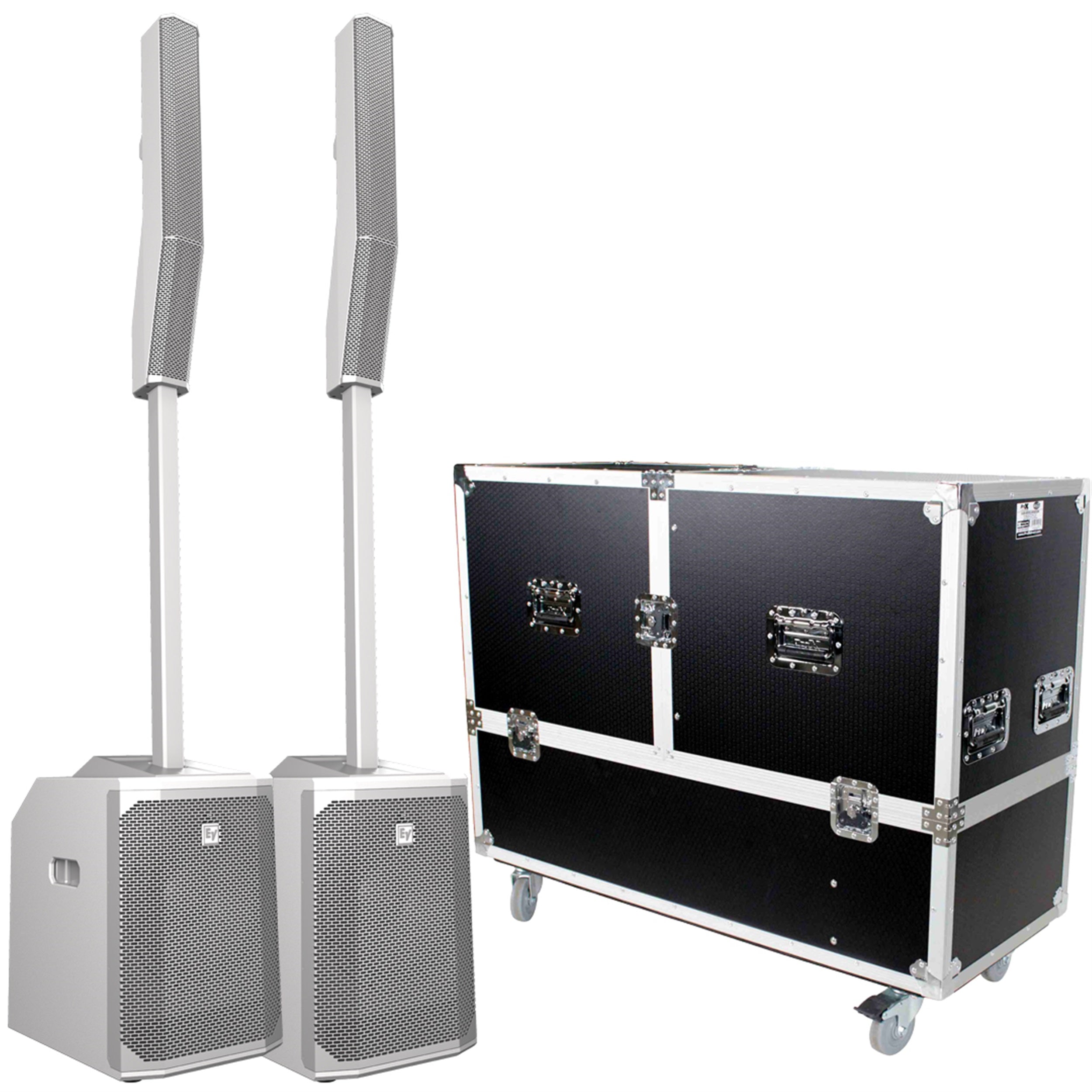 Electro-Voice EVOLVE 50 White Column Speaker Pair with Heavy Duty Road Case by Electro-Voice