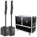 Electro-Voice EVOLVE 50M Black Column Speaker Pair Package with Heavy Duty Road Case by Hollywood DJ