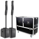 Electro-Voice EVOLVE 50M Black Column Speaker Pair Package with Heavy Duty Road Case by Hollywood DJ