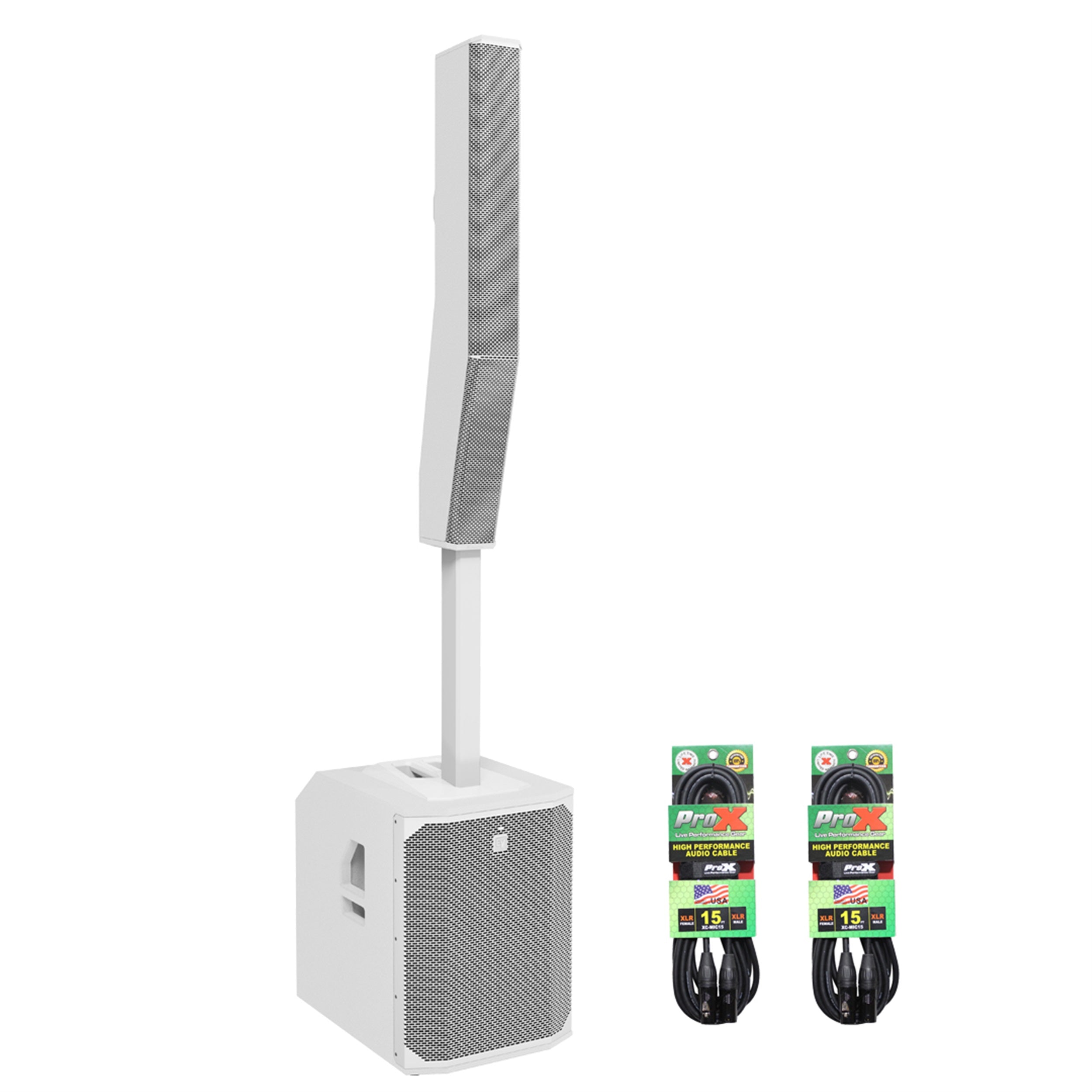 Electro-Voice EVOLVE 70 White Column PA Speaker with 15' Speaker Cables by Electro-Voice