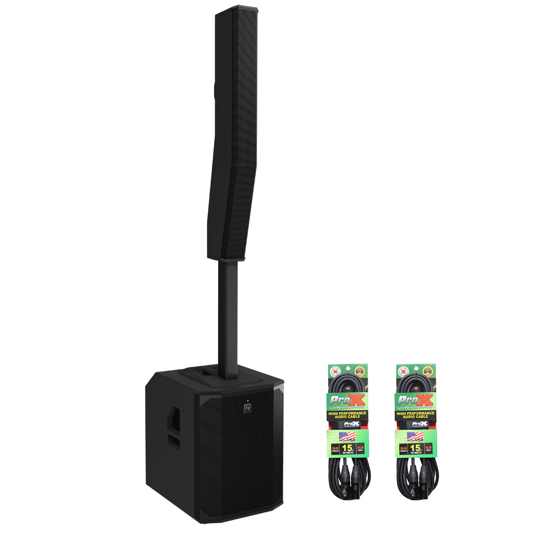 Electro-Voice EVOLVE 70 Black Column PA Speaker with 15' Speaker Cables by Electro-Voice