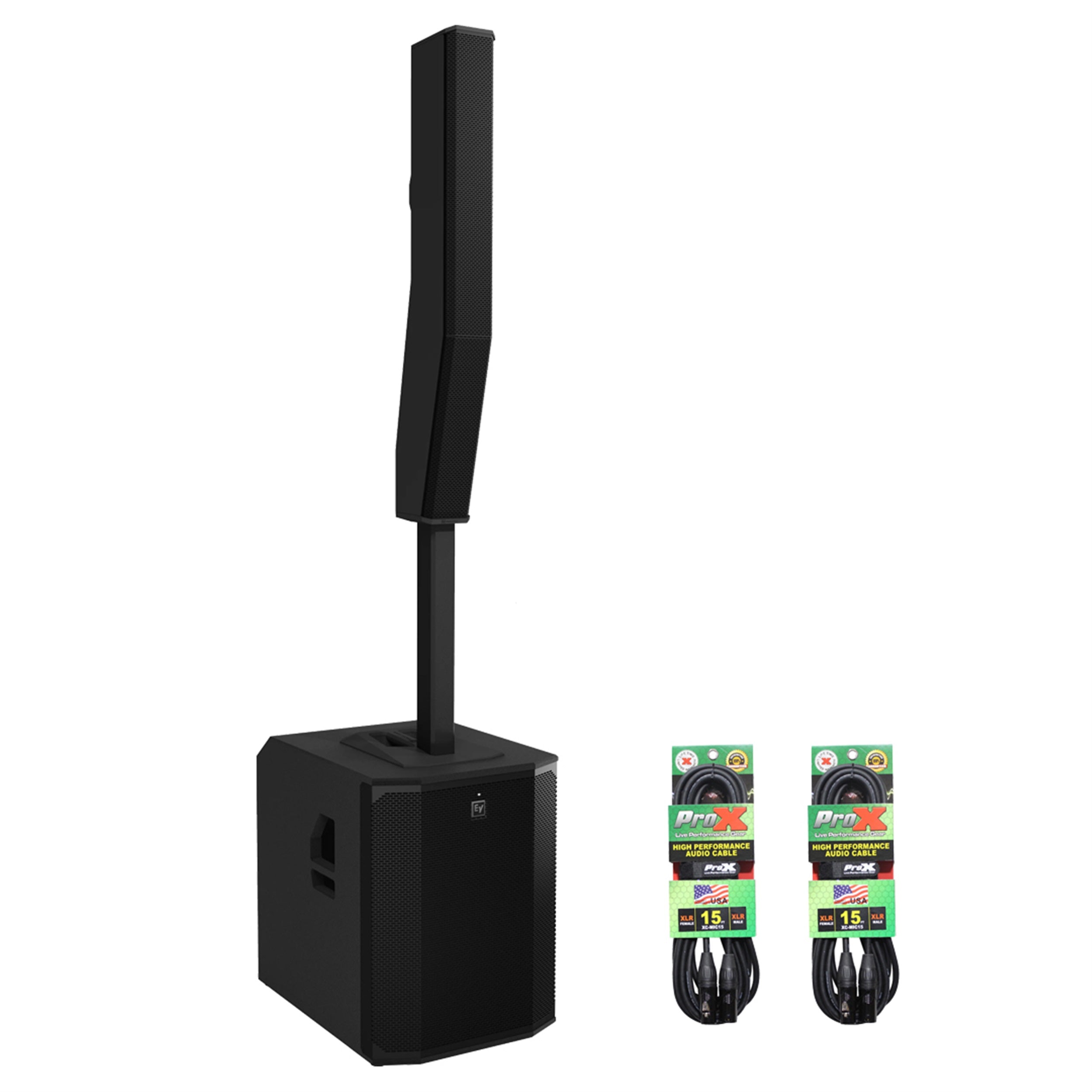 Electro-Voice EVOLVE 90 Black Column PA Speaker System With 15' Speaker Cables by Electro-Voice