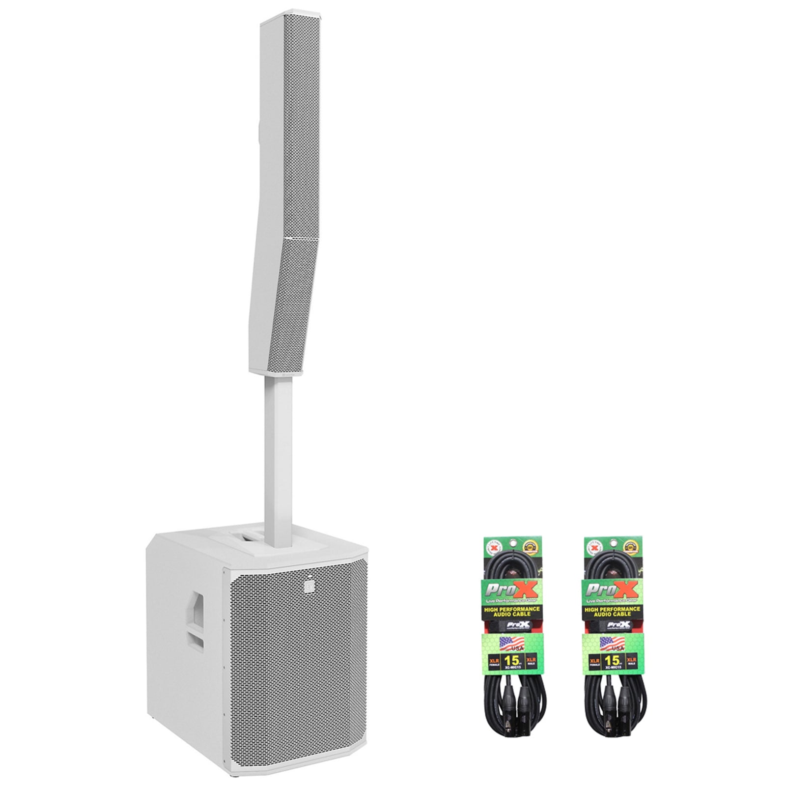 Electro-Voice EVOLVE 90 White Column PA Speaker System With 15' Speaker Cables by Electro-Voice