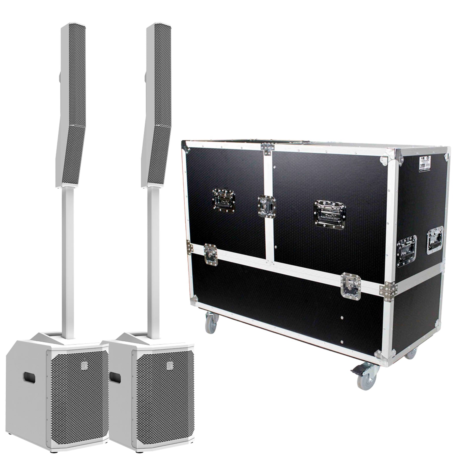 Electro-Voice EVOLVE 50M White Column Speaker Package Pair with Heavy Duty Road Case by Electro-Voice