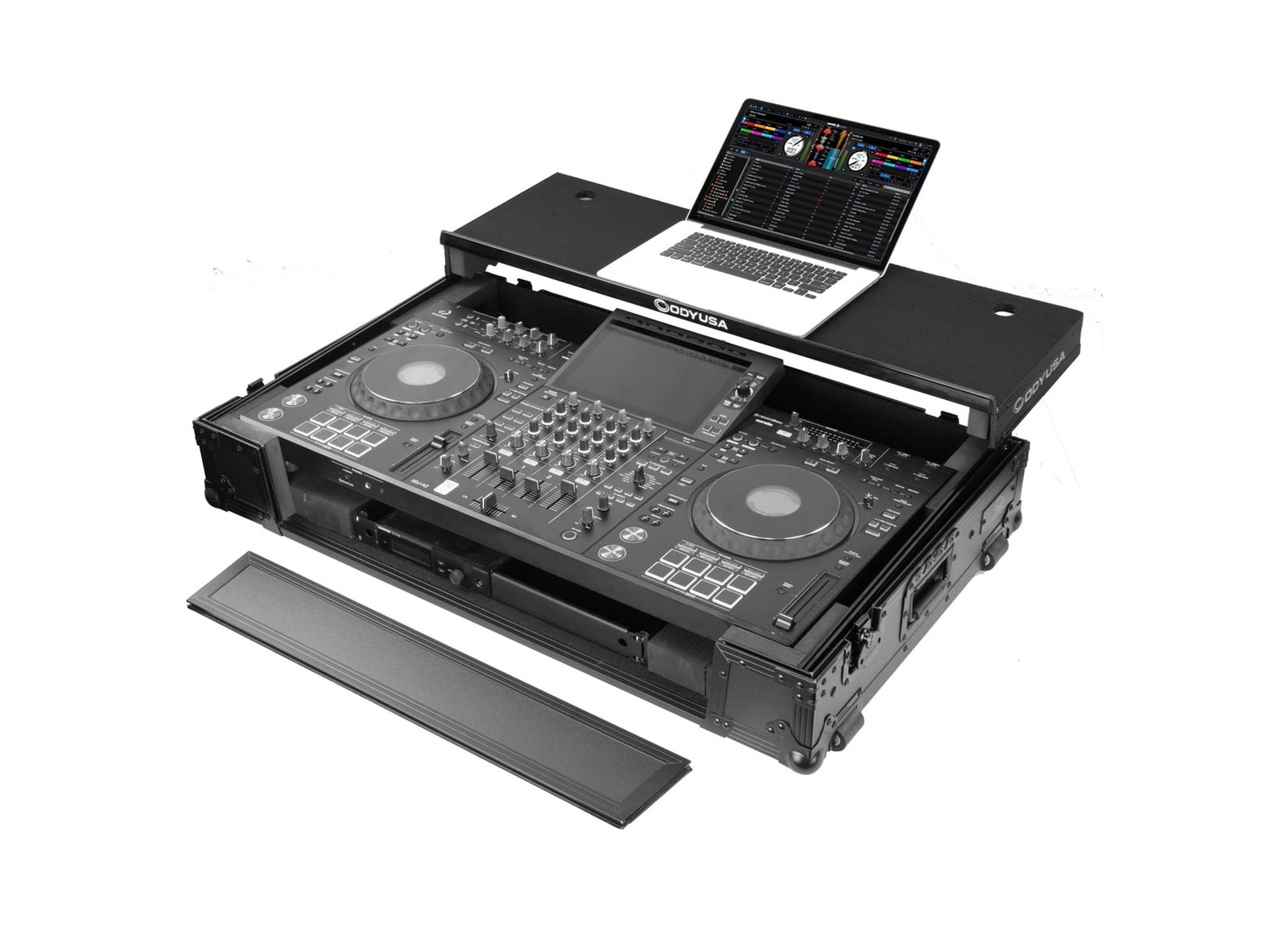 Odyssey FZGSATXDJAZWBL Dual 1U Rack Space Black Label Flight Case for AlphaTheta XDJ-AZ by Odyssey