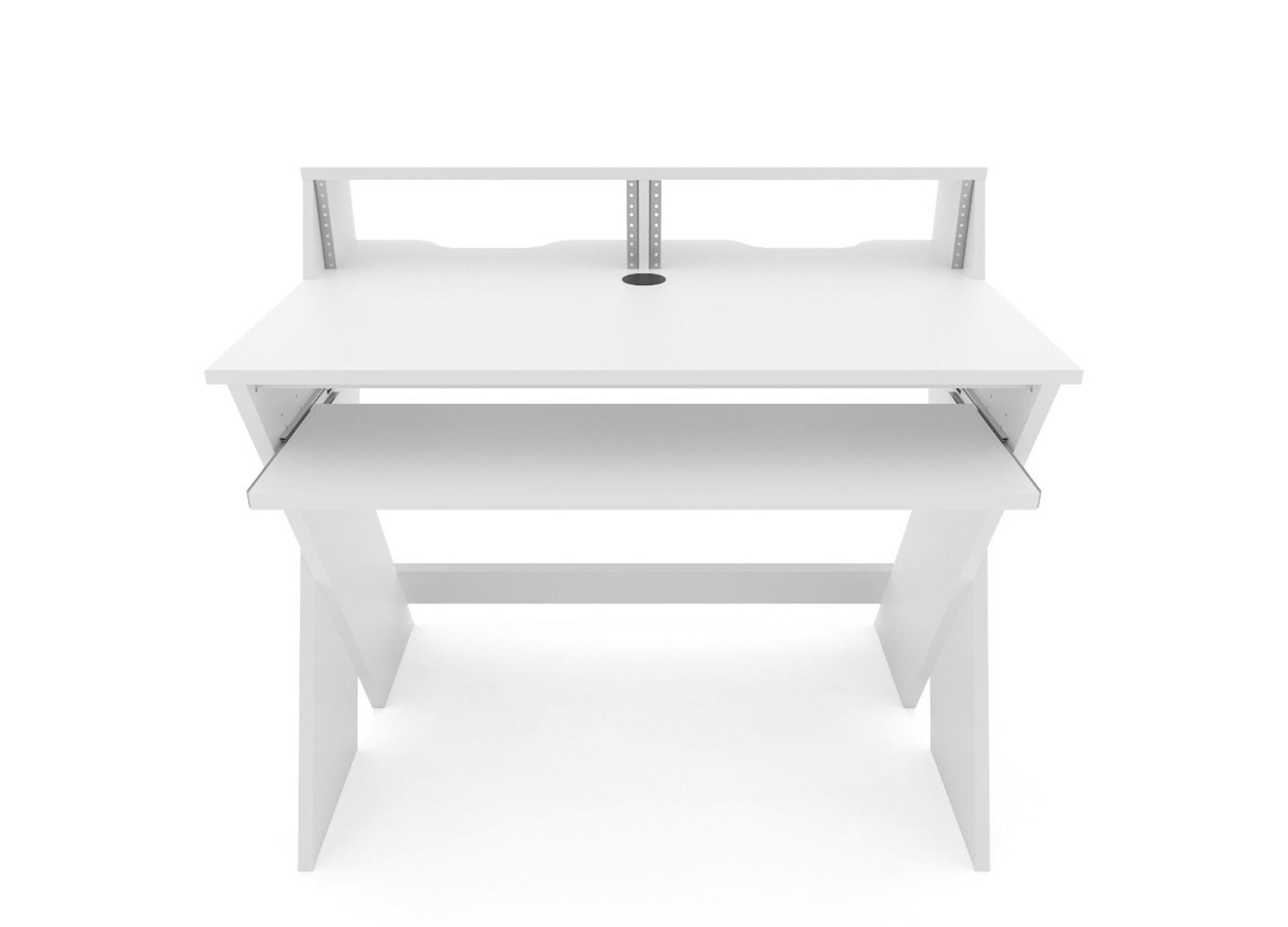 Glorious SOUND-DESK-COM-WHT, X-Shaped Compact and Adjustable Studio Workstation - White by Glorious