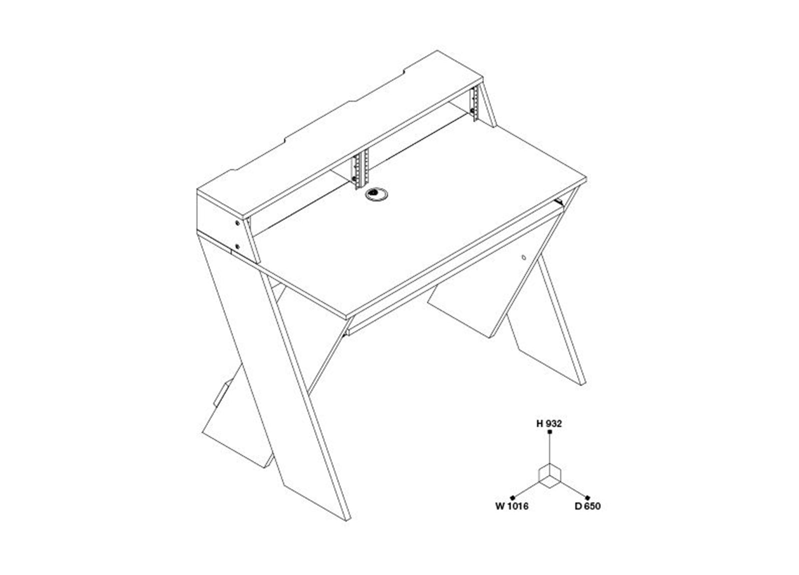 Glorious SOUND-DESK-COM-WHT, X-Shaped Compact and Adjustable Studio Workstation - White by Glorious