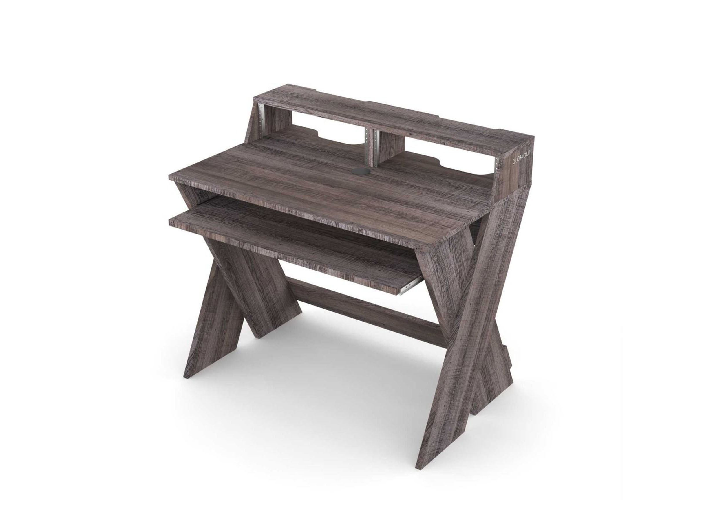Glorious SOUND-DESK-COM-WAL, X-Shaped Compact and Adjustable Studio Workstation - Walnut by Glorious