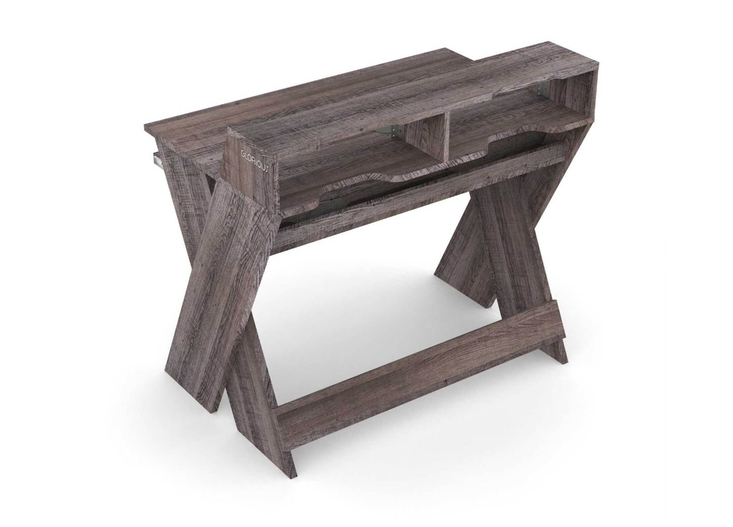 Glorious SOUND-DESK-COM-WAL, X-Shaped Compact and Adjustable Studio Workstation - Walnut by Glorious