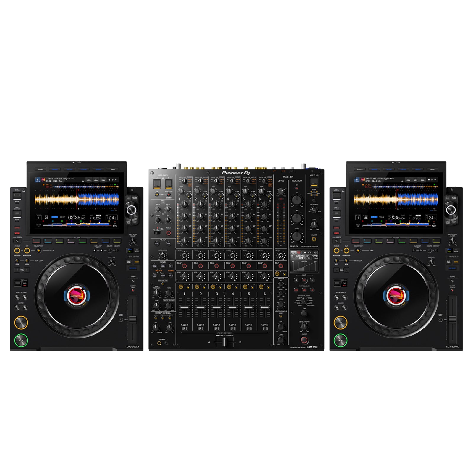 AlphaTheta CDJ-3000X DJ Media Player Pair with DJM-V10 Mixer by AlphaTheta