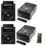 AlphaTheta CDJ-3000X DJ Media Player Pair with Odyssey FZ3000XBL Black Label Flight Case by AlphaTheta