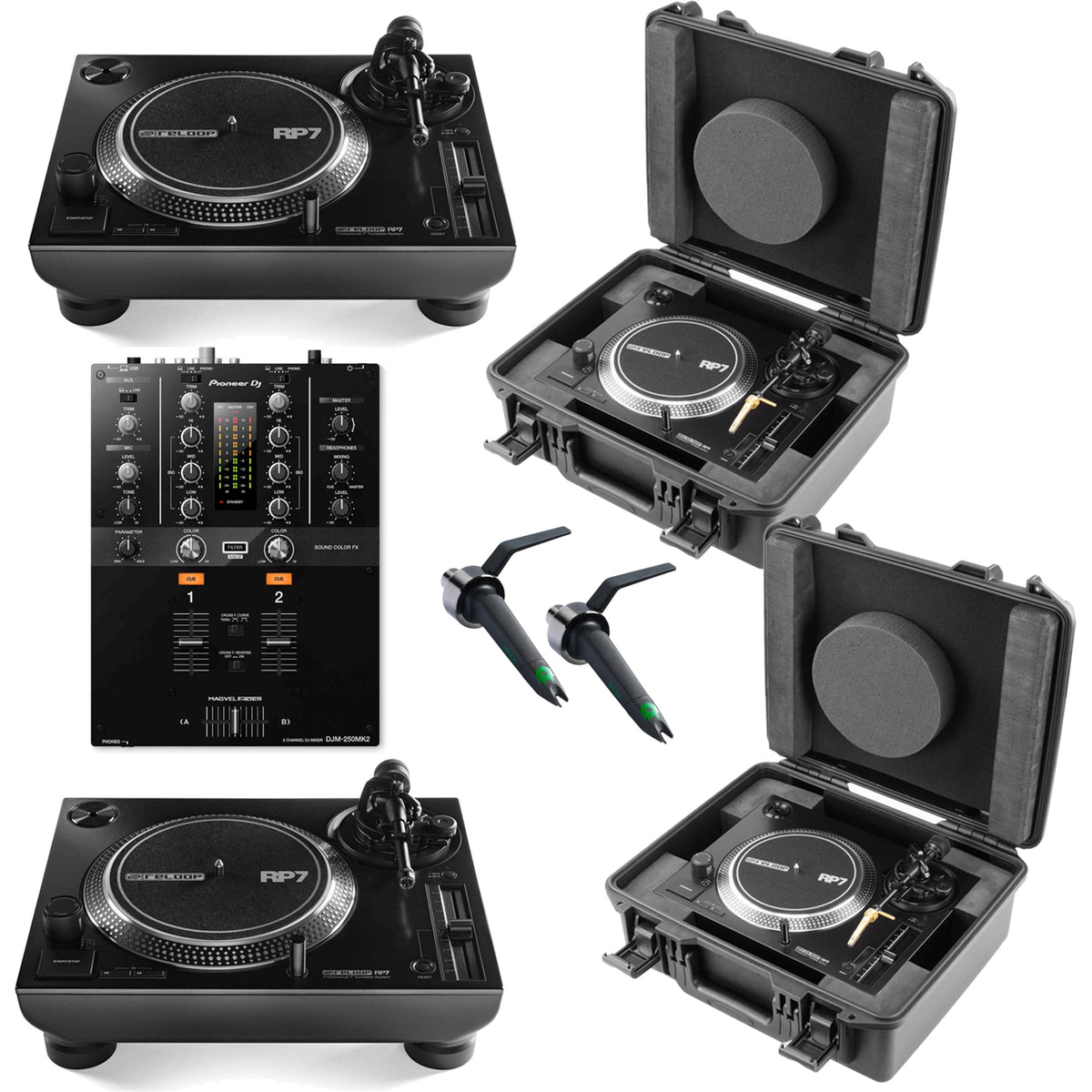 Reloop Rp7 Reloop RP-7 Professional 7 Inch Direct Drive DJ Turntables Pair with C