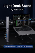WELX WL5 LIGHTSTAND Portable Foldable Laptop Stand with USB-C Docking Hub by WELX