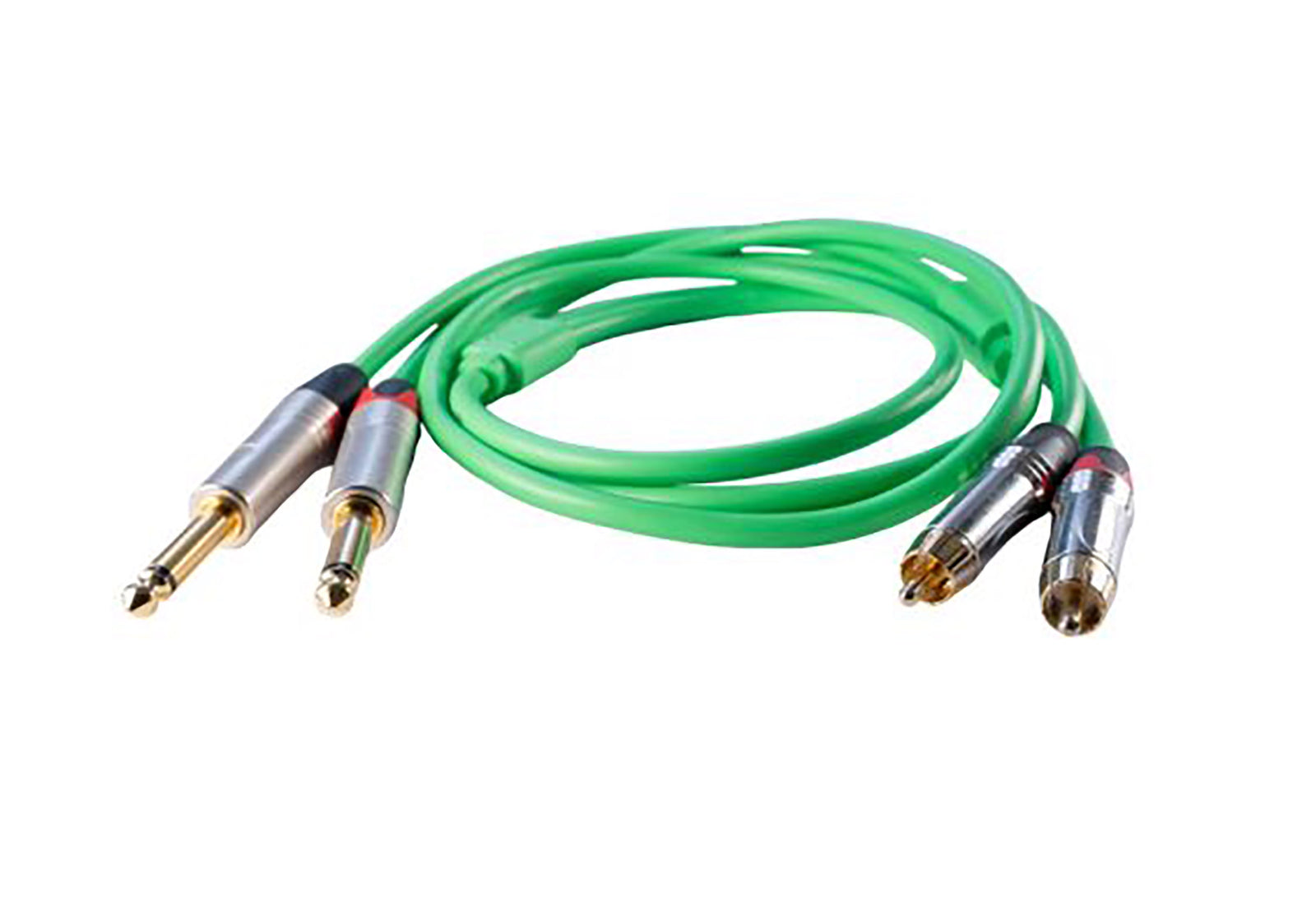 WELX RT 1.5 Meter RCA to Dual 6.5mm TS Connectors Audio Cable - Green by WELX