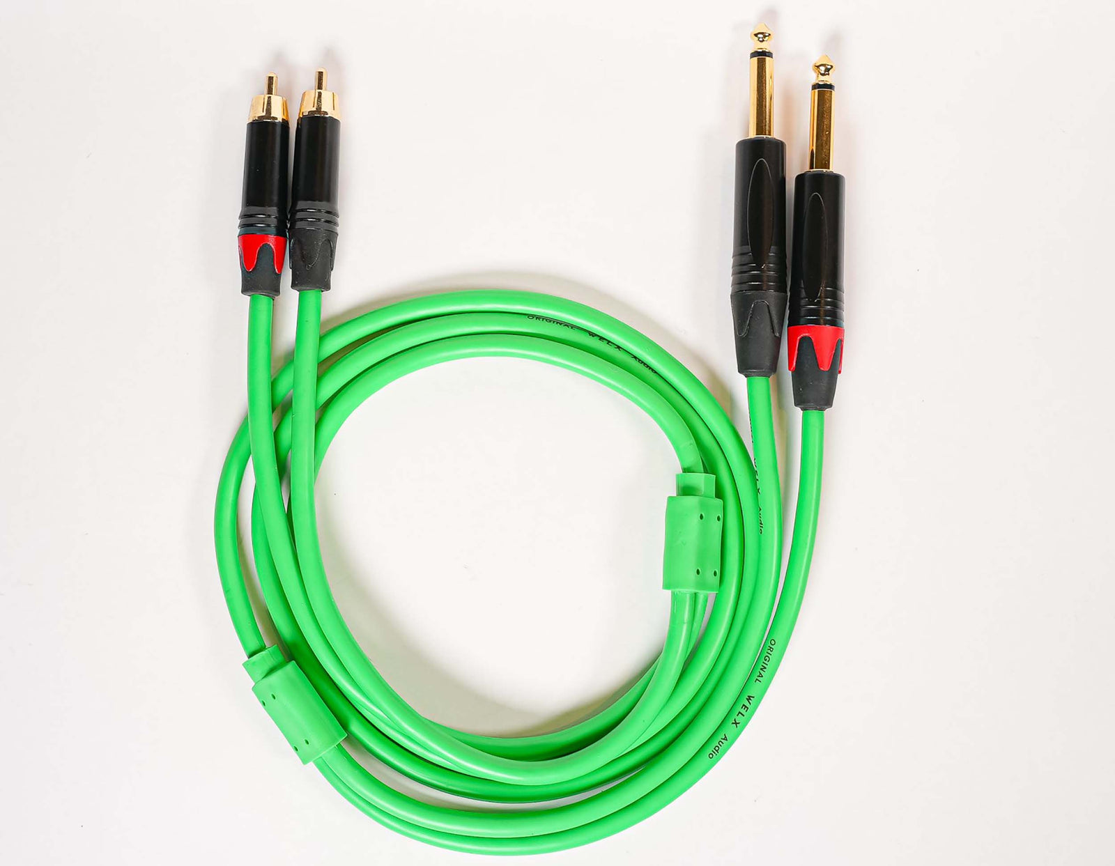 WELX RT 1.5 Meter RCA to Dual 6.5mm TS Connectors Audio Cable - Green by WELX