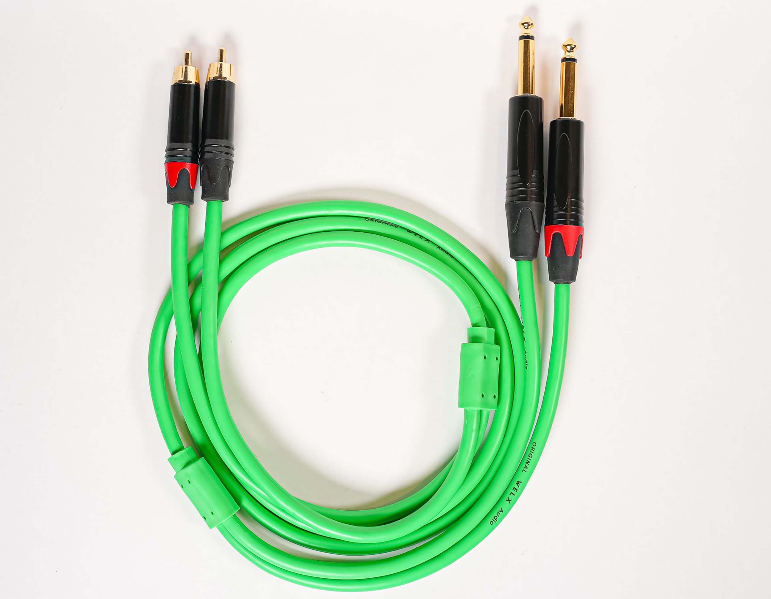 WELX RT 1.5 Meter RCA to Dual 6.5mm TS Connectors Audio Cable - Green by WELX
